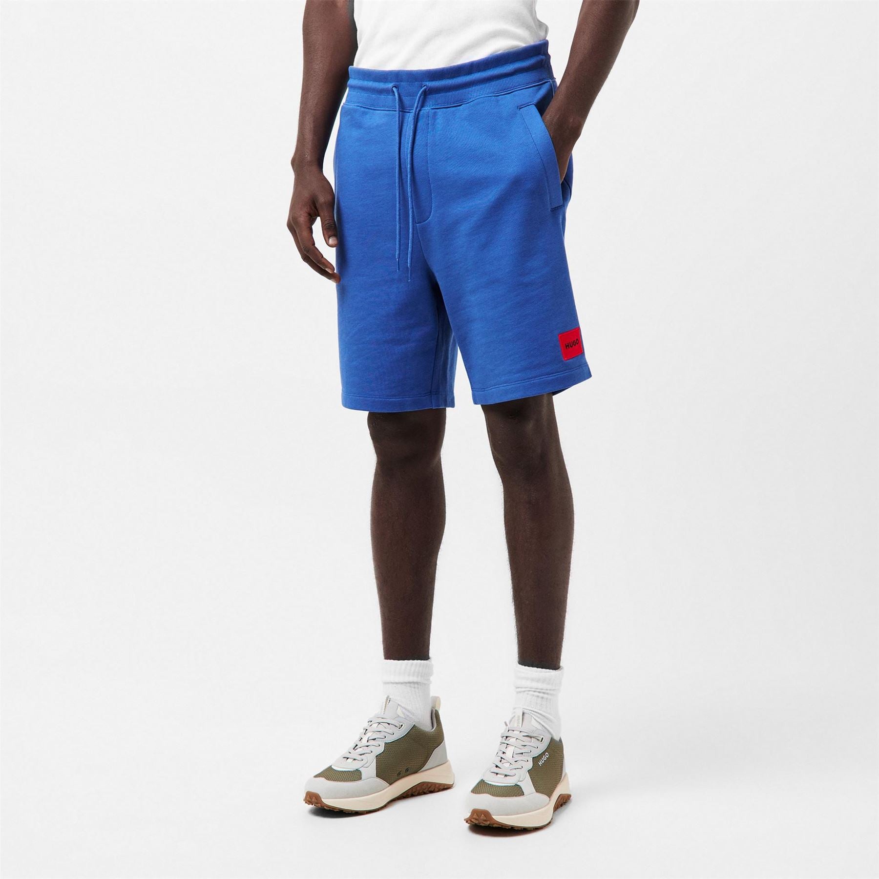 Hugo HUGO Jogger Fleece Shorts with Logo Detail   Soft Cotton Blend Jersey