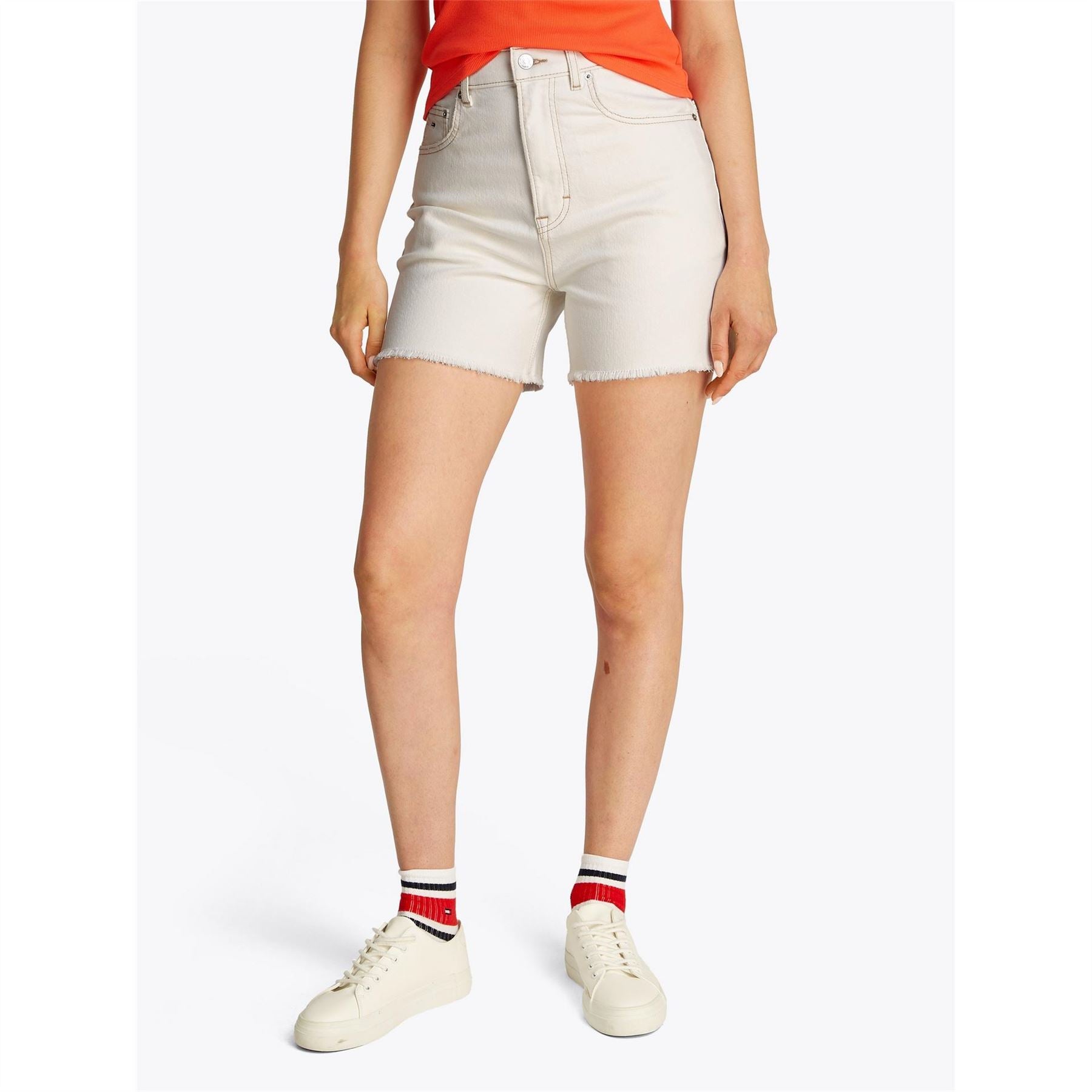 Tommy Jeans Denim Bermuda Shorts with Frayed Hem