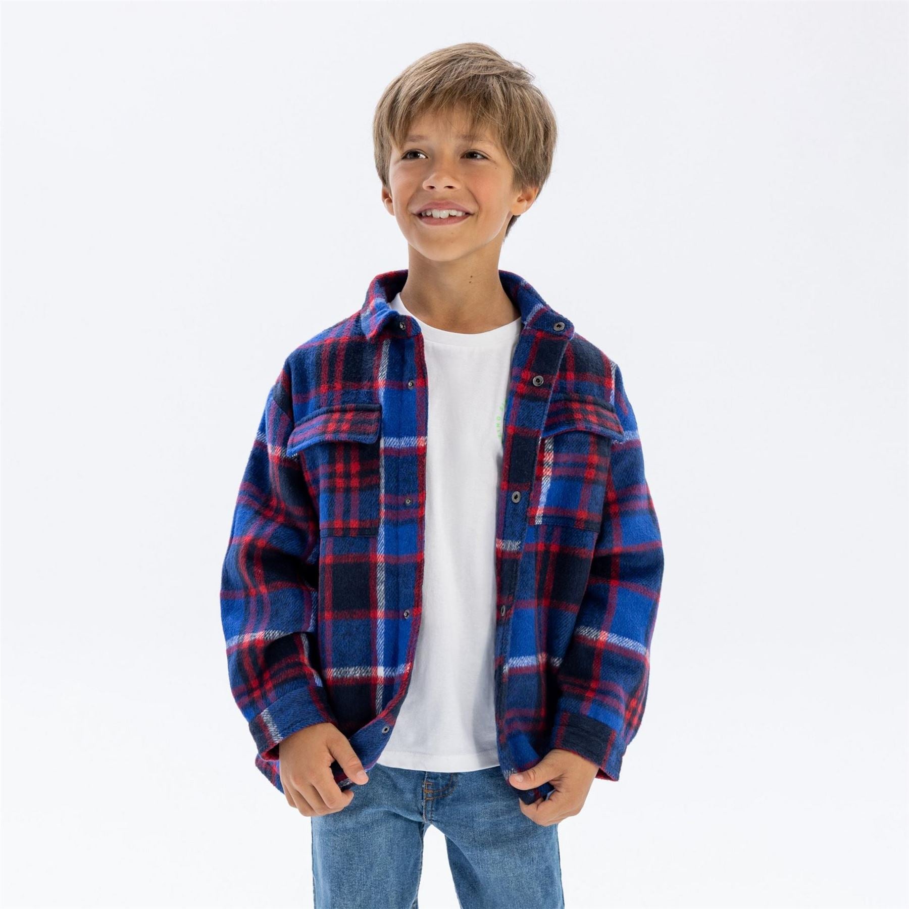 Minoti Boys Padded Shirt Jacket Quilted Blue