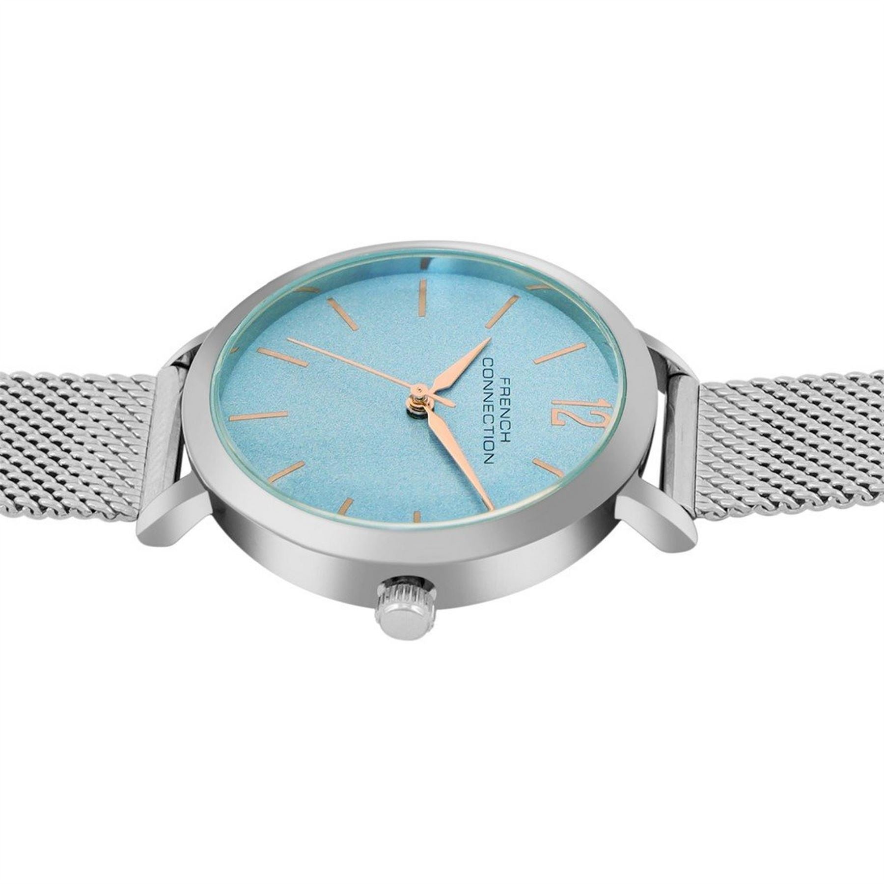 French Connection Connection Silver Case Round Shape Silver Strap Quartz Watch