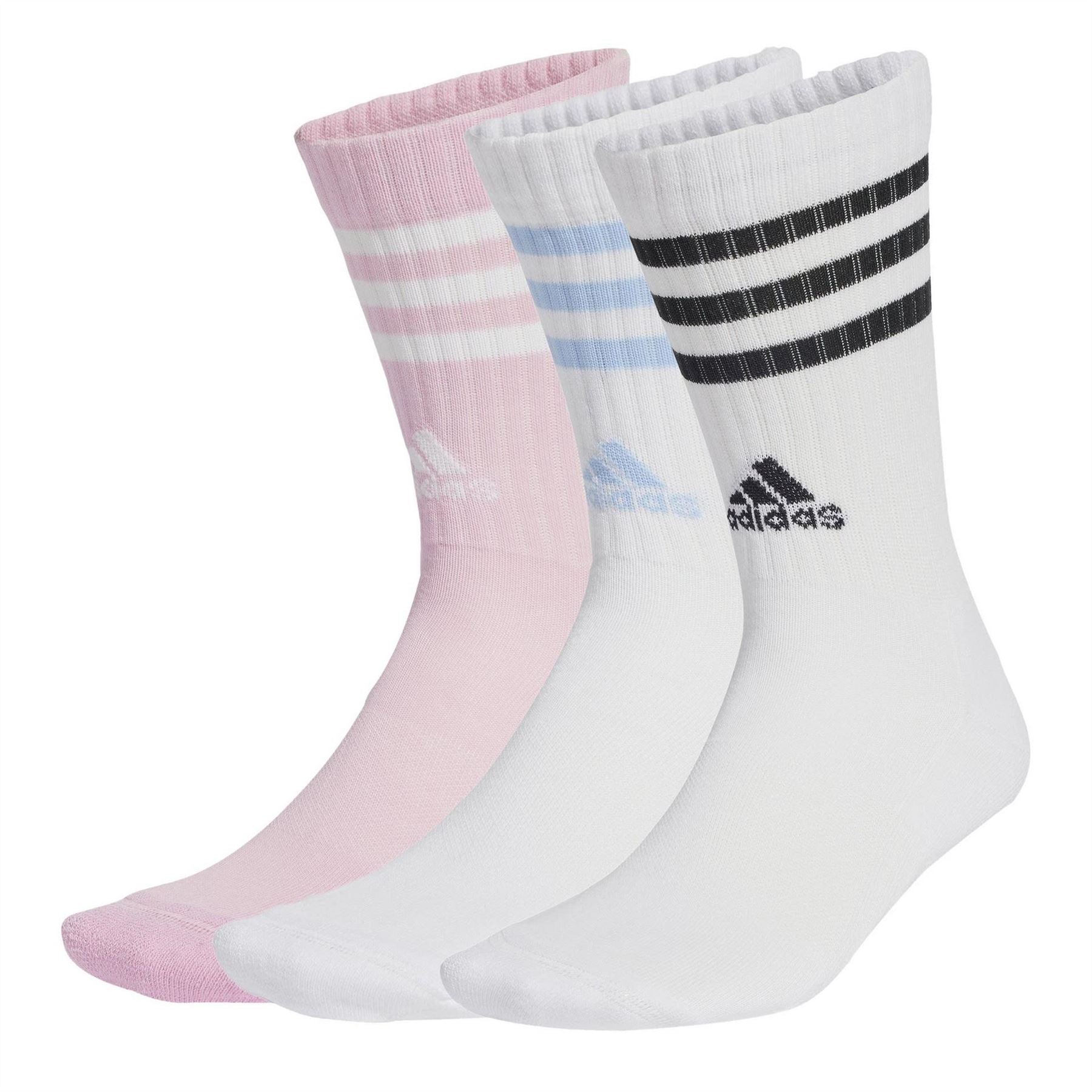 adidas Stripes Cushioned Crew Socks 3 Pack Womens