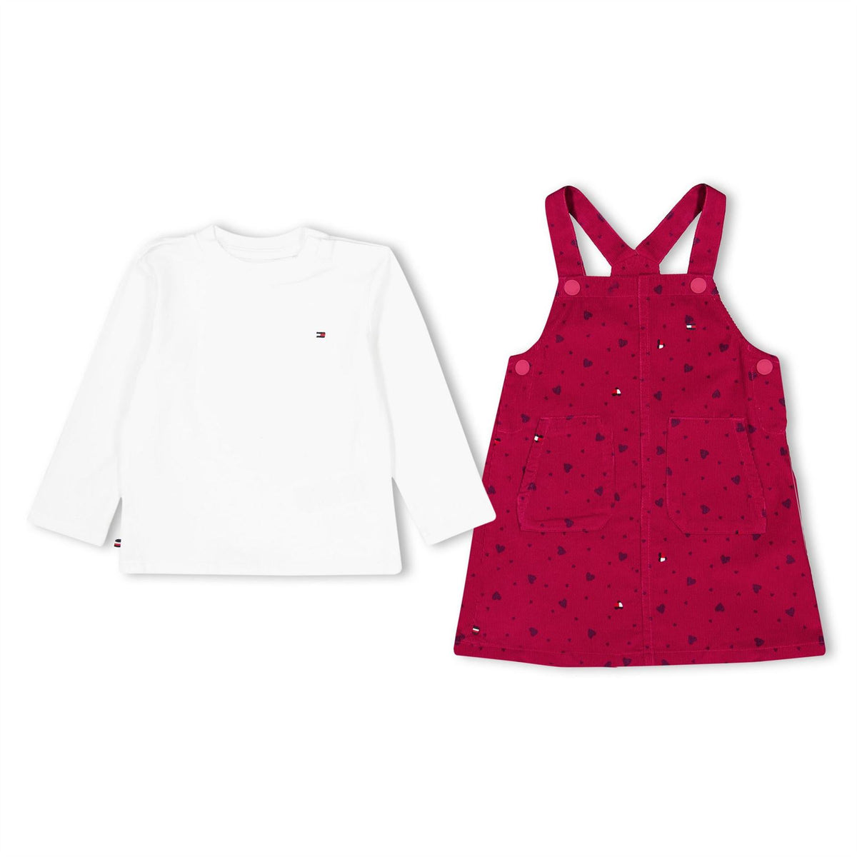 Tommy Hilfiger Cotton Dungarees And T-Shirt Clothing Set
