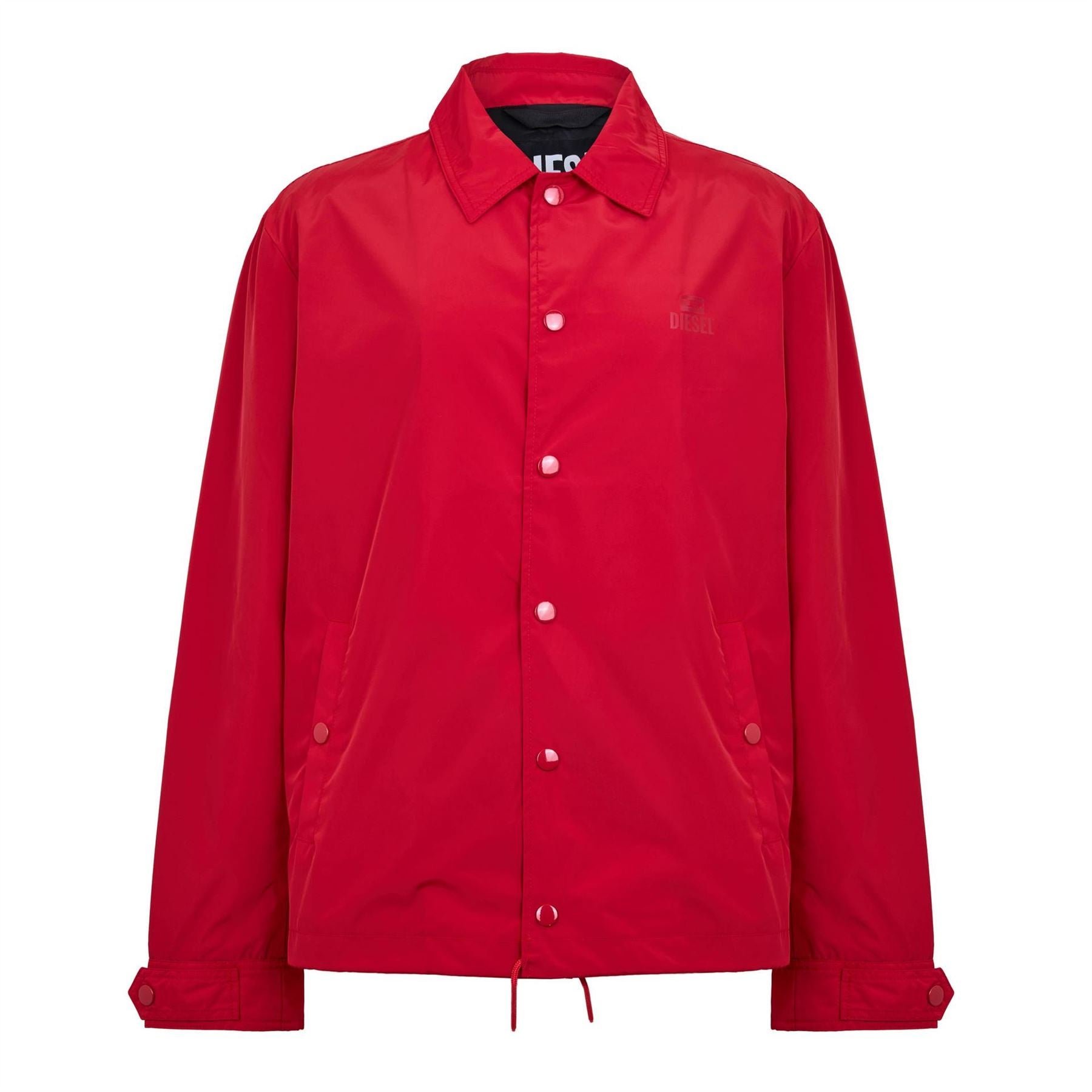 Diesel Solid Patterned Snap Button Side Pocket Mac Coat