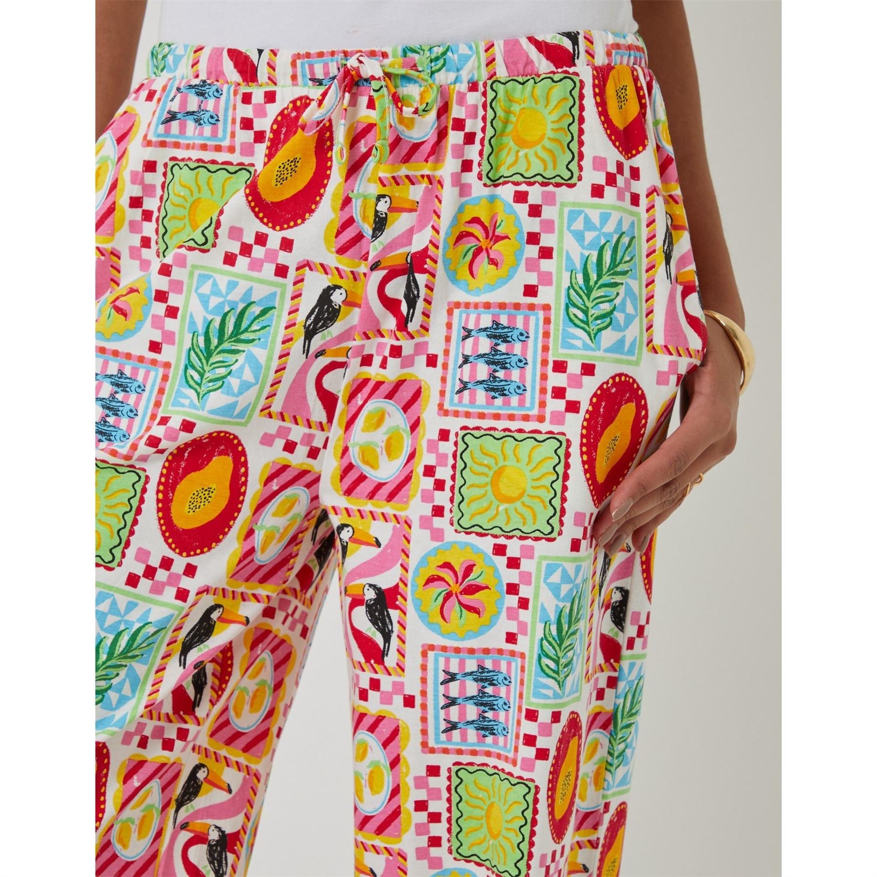 Threadbare Madri Leopard Patterned Wide Leg Trousers
