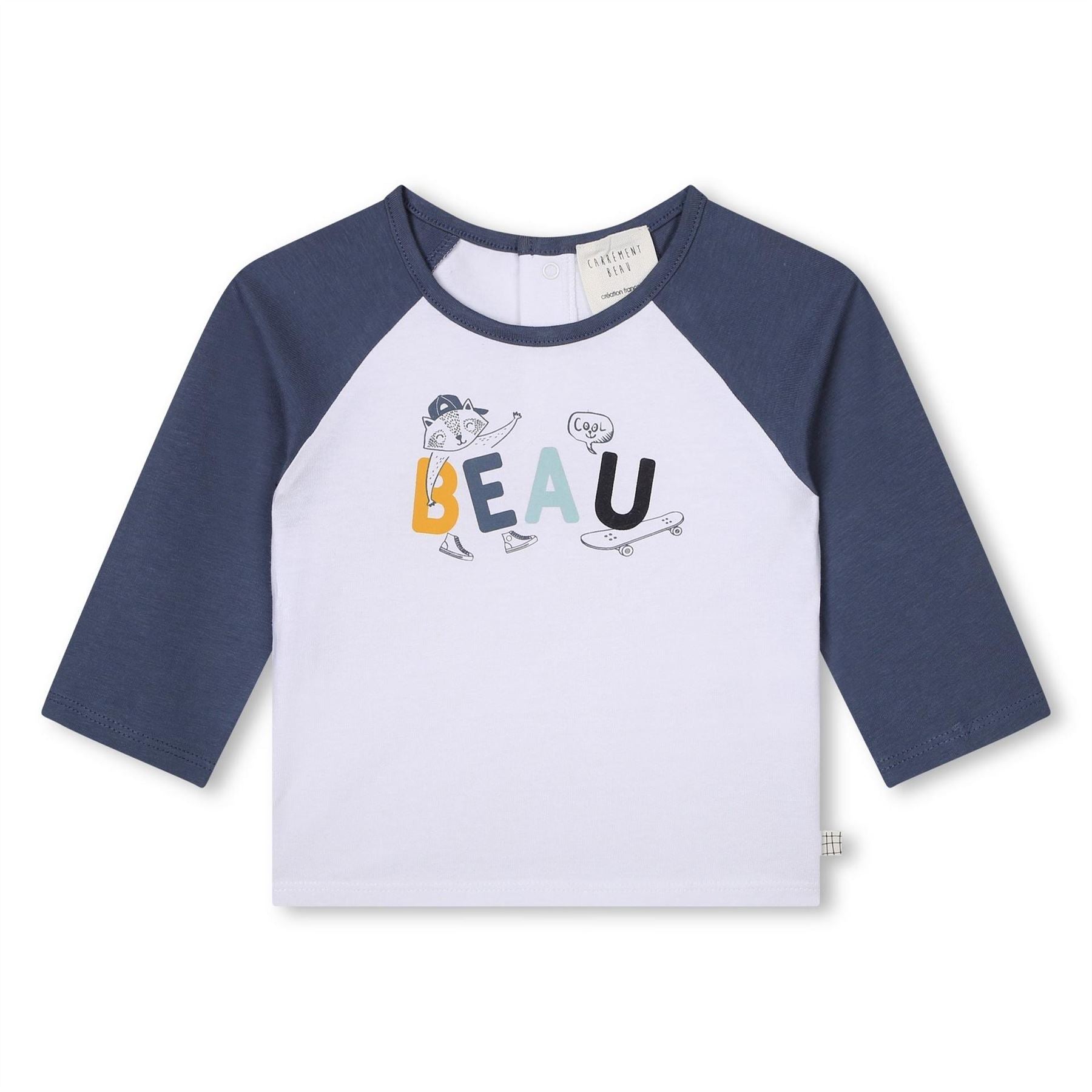 Carrement Beau Crew Neck Three Quarter Sleeve Lettering T-Shirt