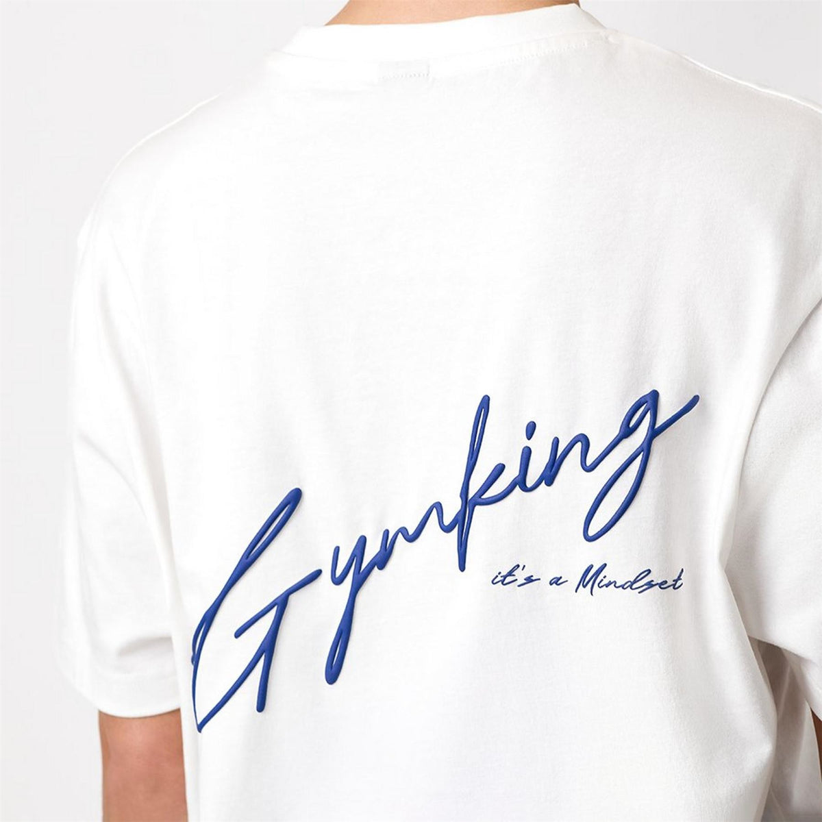 Gym King King Script Mindset Hip Length Bf Tee   Cream