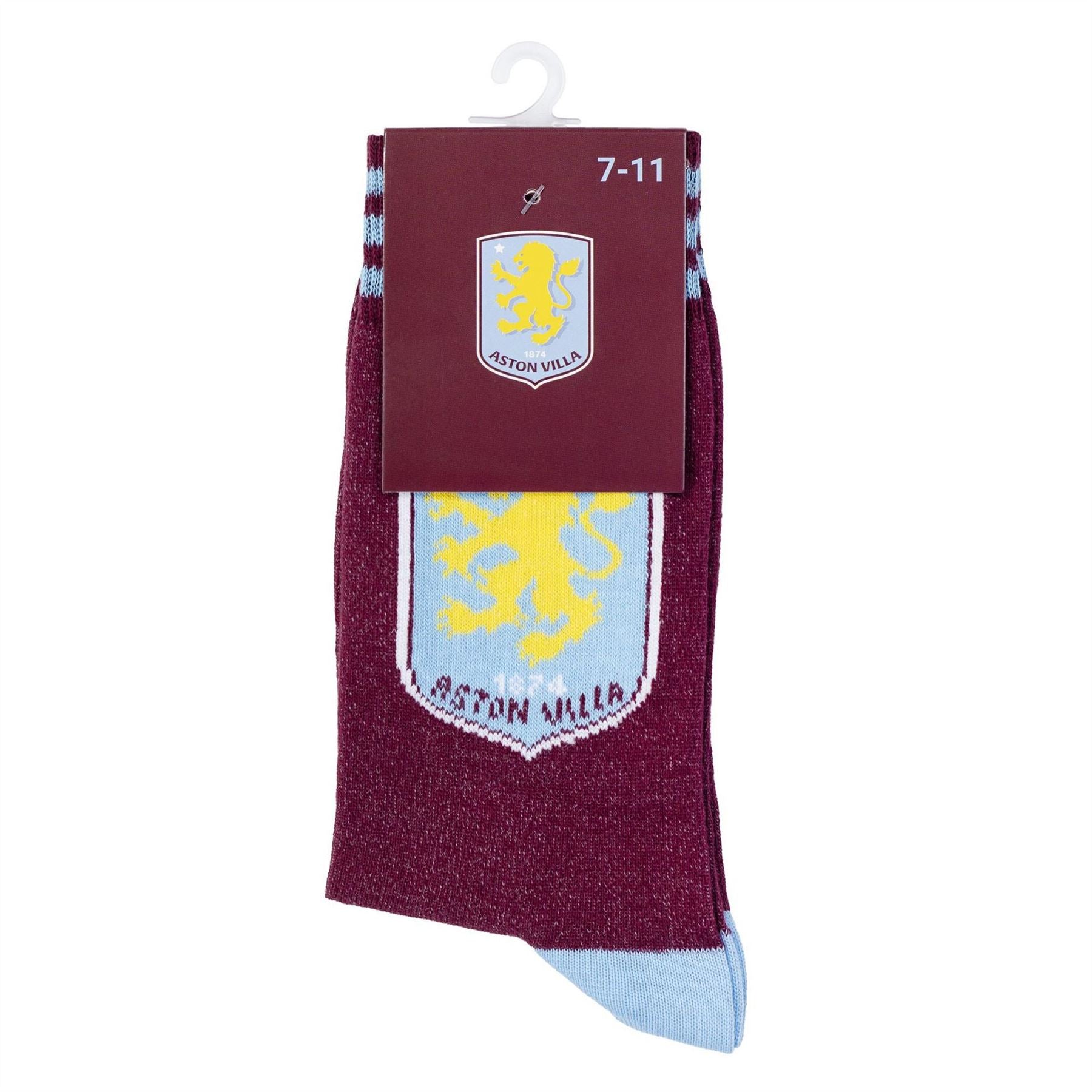 Team Aston Villa Officially Licensed Crest White Socks Size 7 11 Unisex
