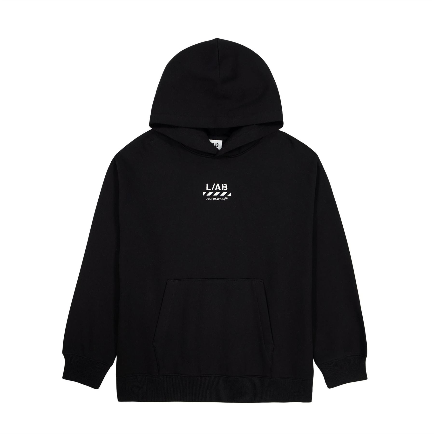 L AB Off White Small Logo Over The Head Hoodie