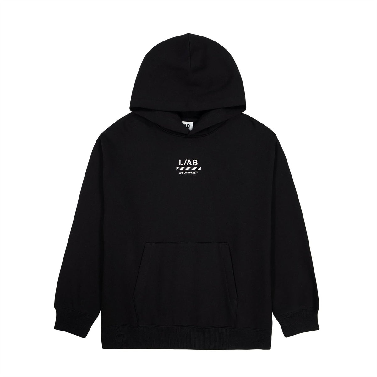 L AB Off White Small Logo Over The Head Hoodie