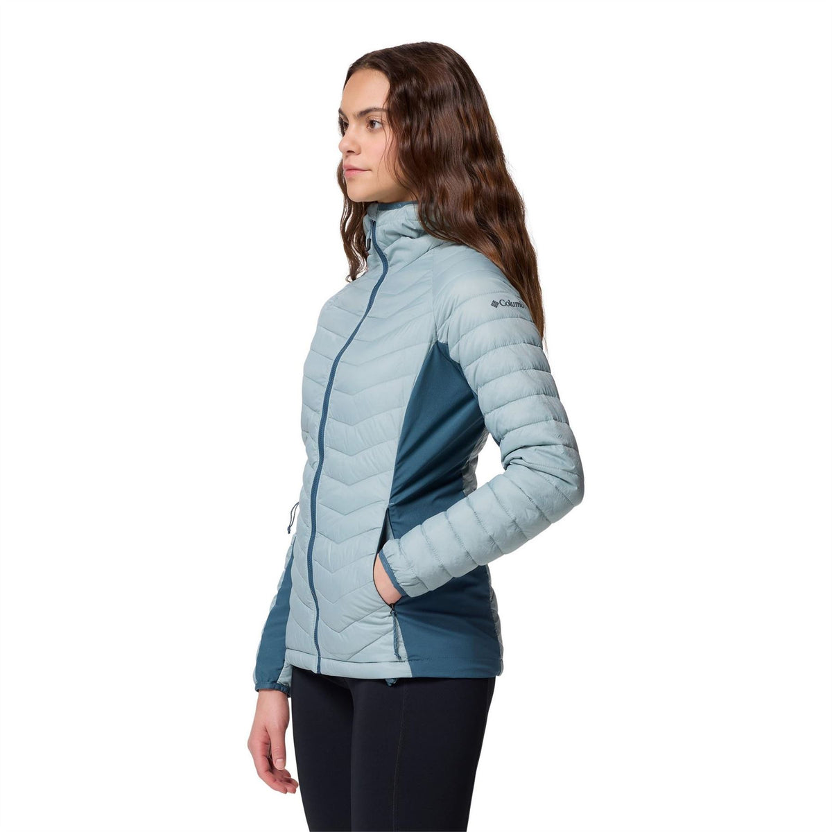 Columbia Solid Patterned Hooded Hybrid Jacket
