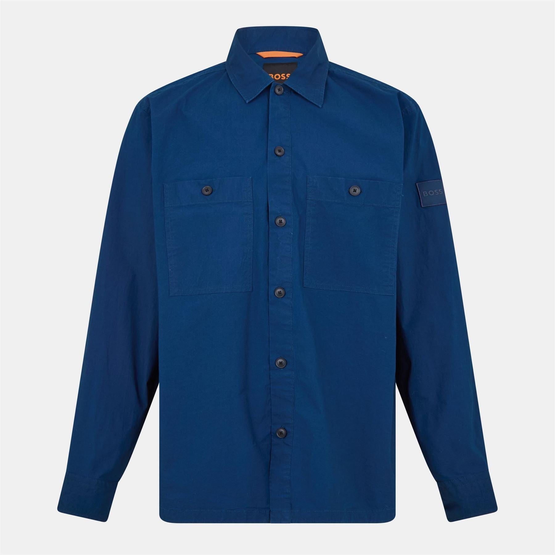 Boss Solid Snap Button Shirt Collared Barrel Cuff Overshirt