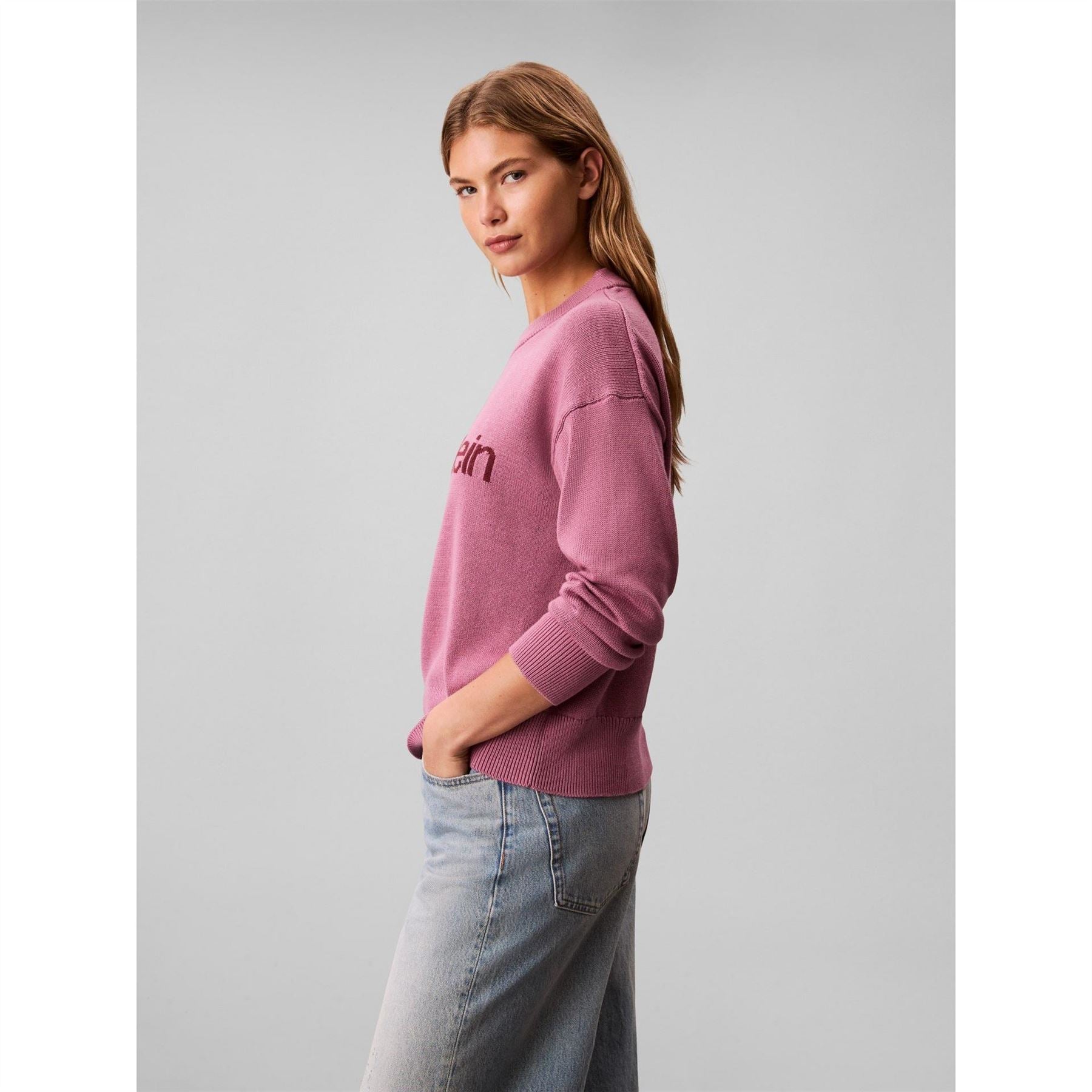 Calvin Klein Jeans Graphic Crew Neck Ribbed Collar Long Sleeve Sweater