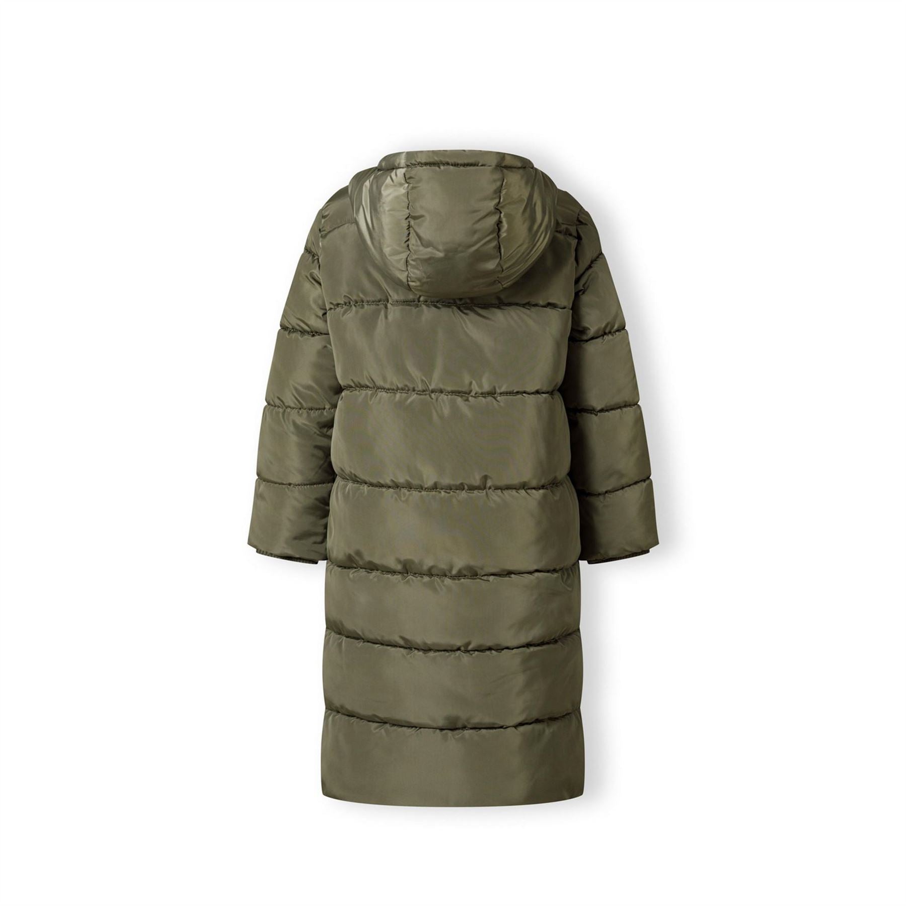 Minoti Girls Long Winter Quilted Coat Side Slits Khaki