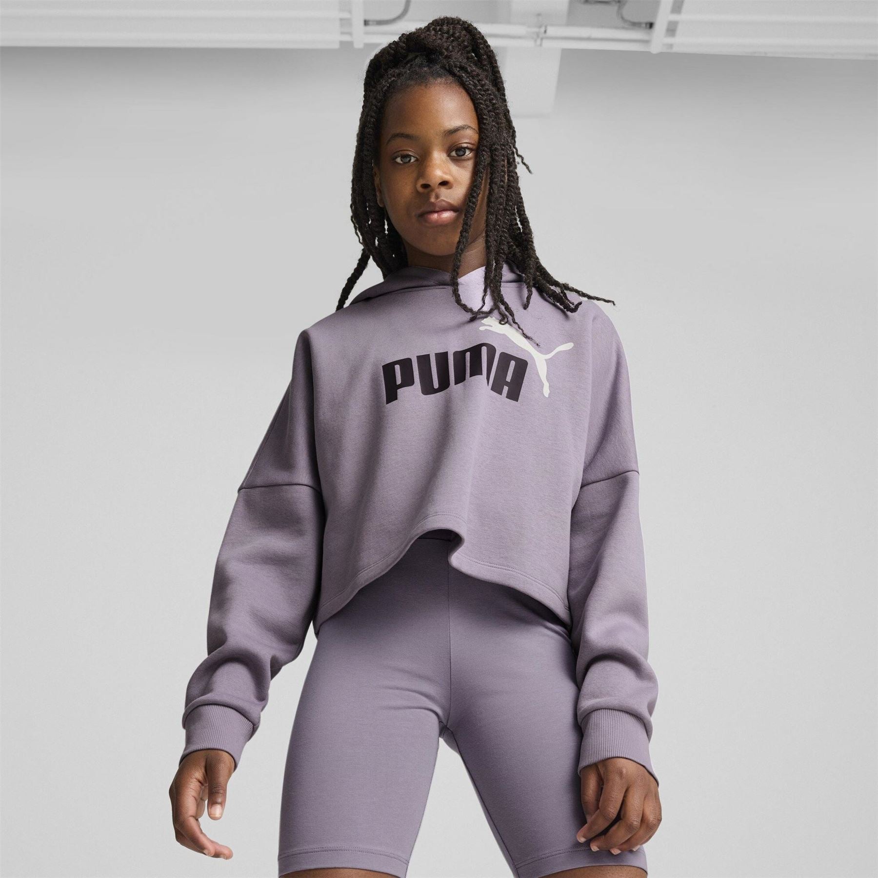 Puma Logo Cropped Hoodie G Hoody Unisex Kids
