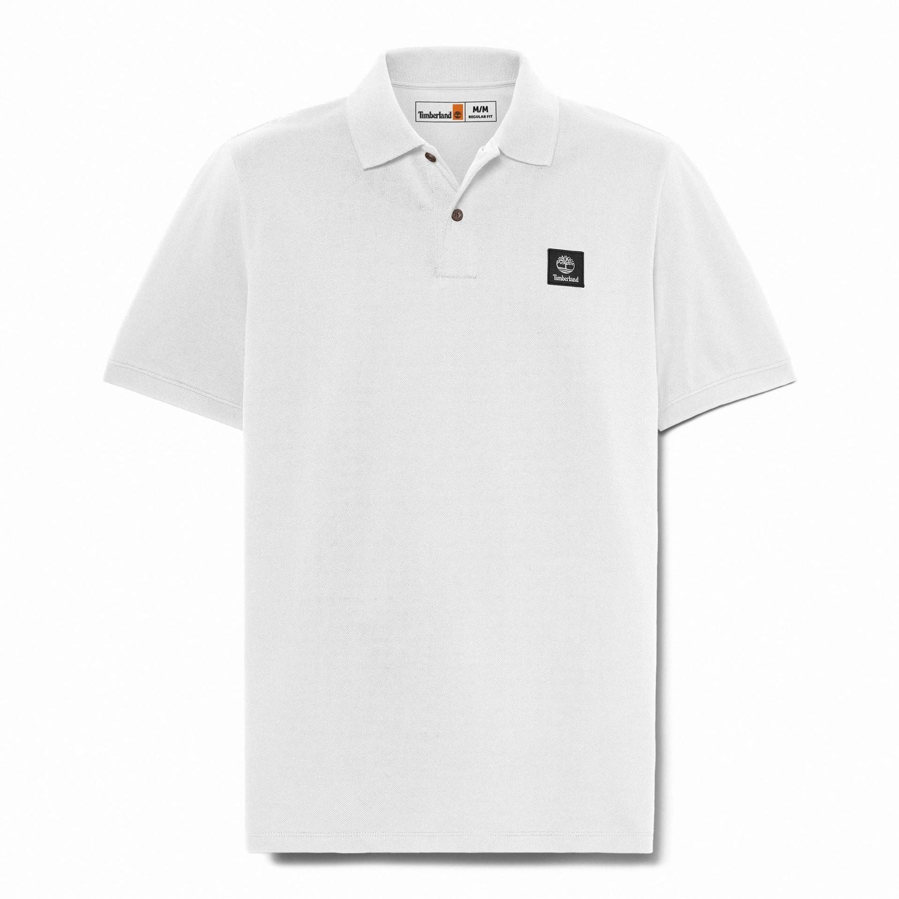 Timberland Woven Badge White Short Sleeve Polo Shirt