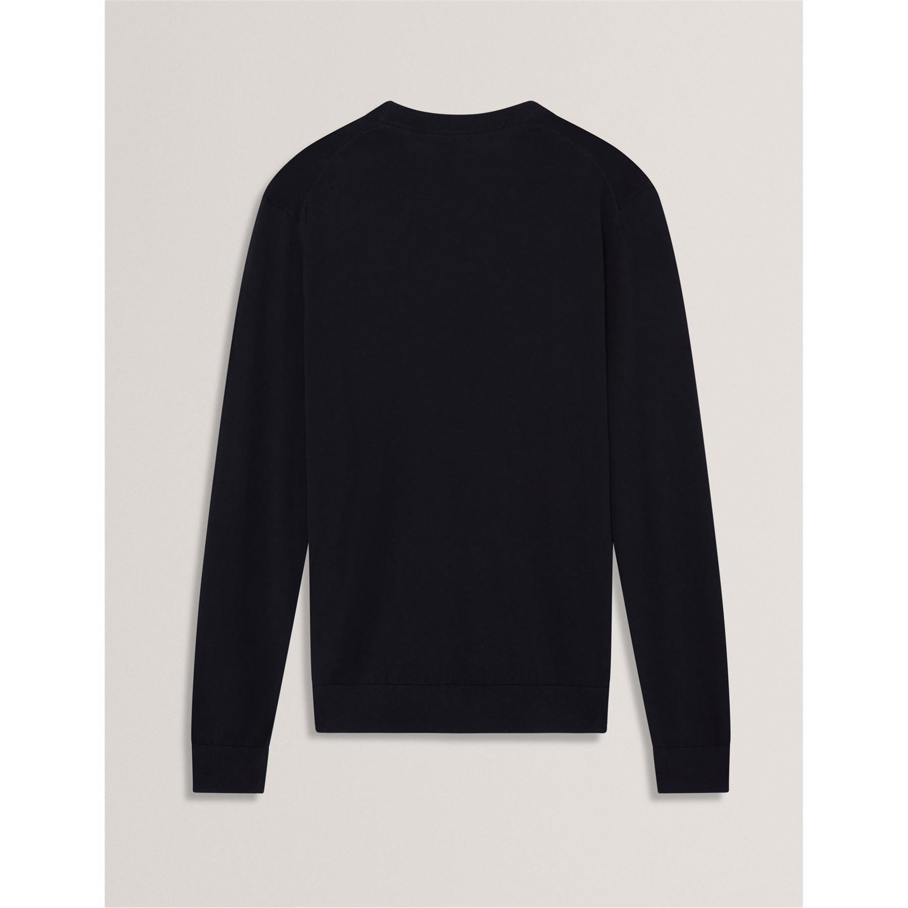 Ted Baker Merino Crew Neck Ribbed Collar Long Sleeve Sweater