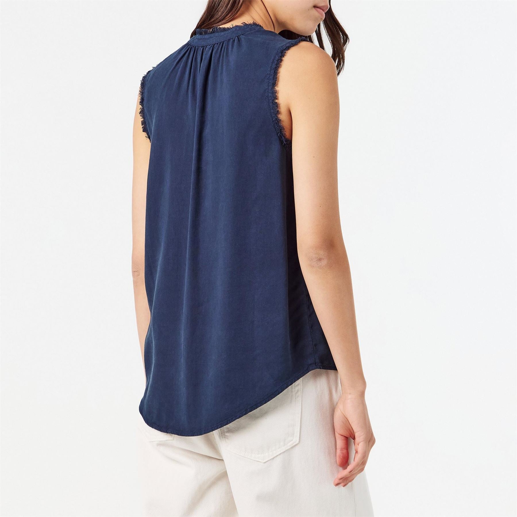 Bella Dahl Frayed Relaxed Fit Tie Neck Sweatshirt