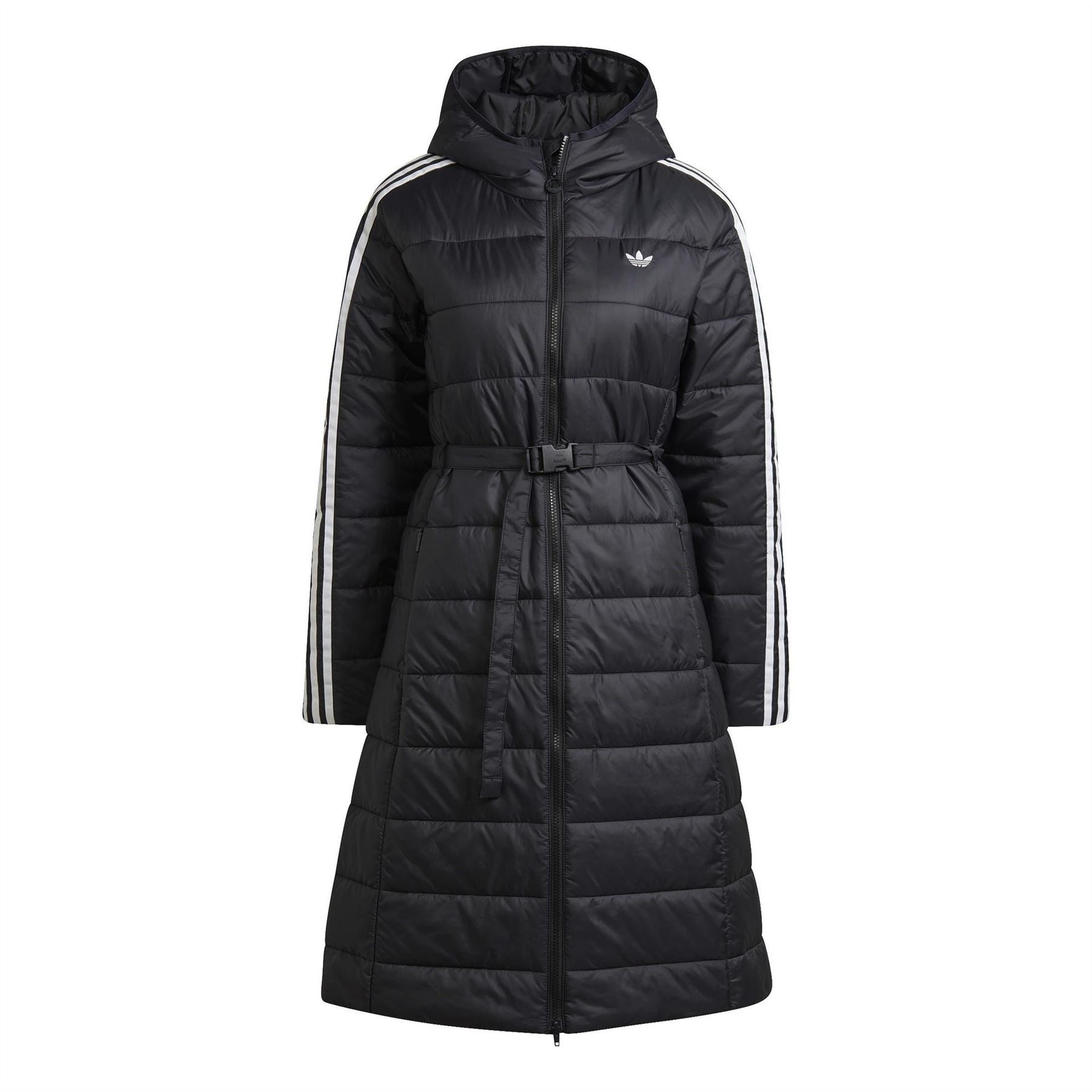 adidas Hooded Long Sleeve Knee Length Slim Fit Puffer Jacket