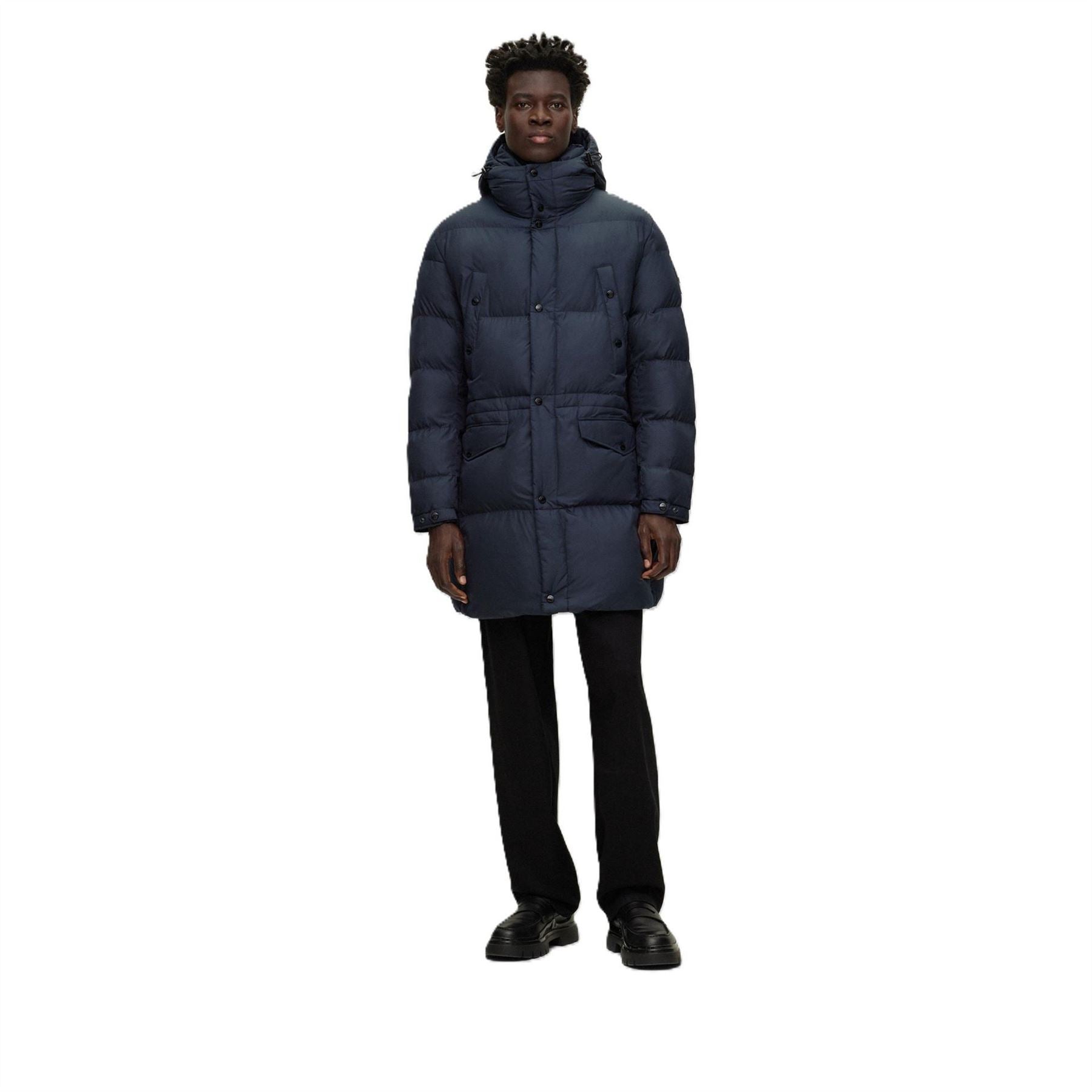 Boss Hooded Solid Patterned Puffer Coat
