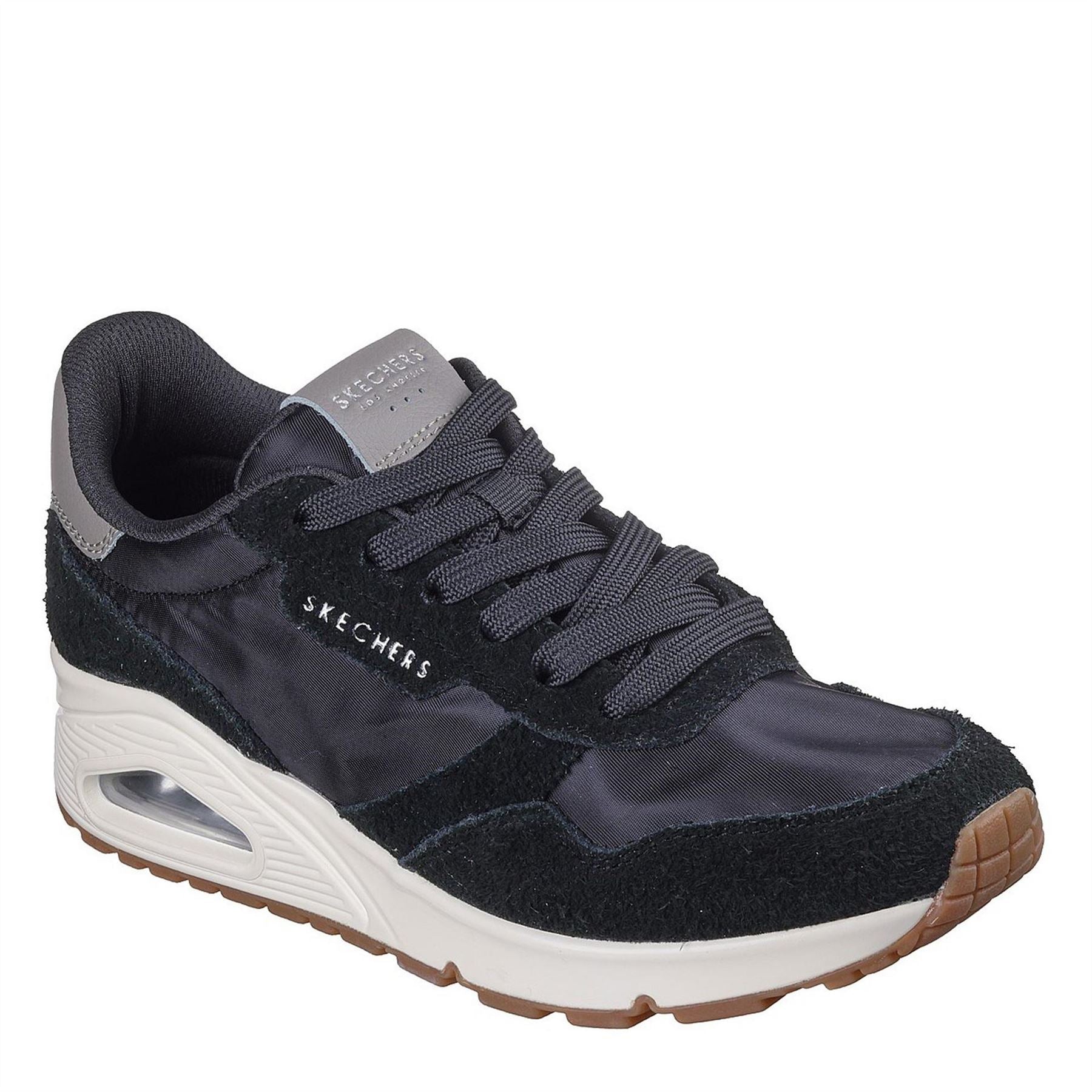 Skechers Hairy Suede And Mesh Lace Up Low Top Trainers