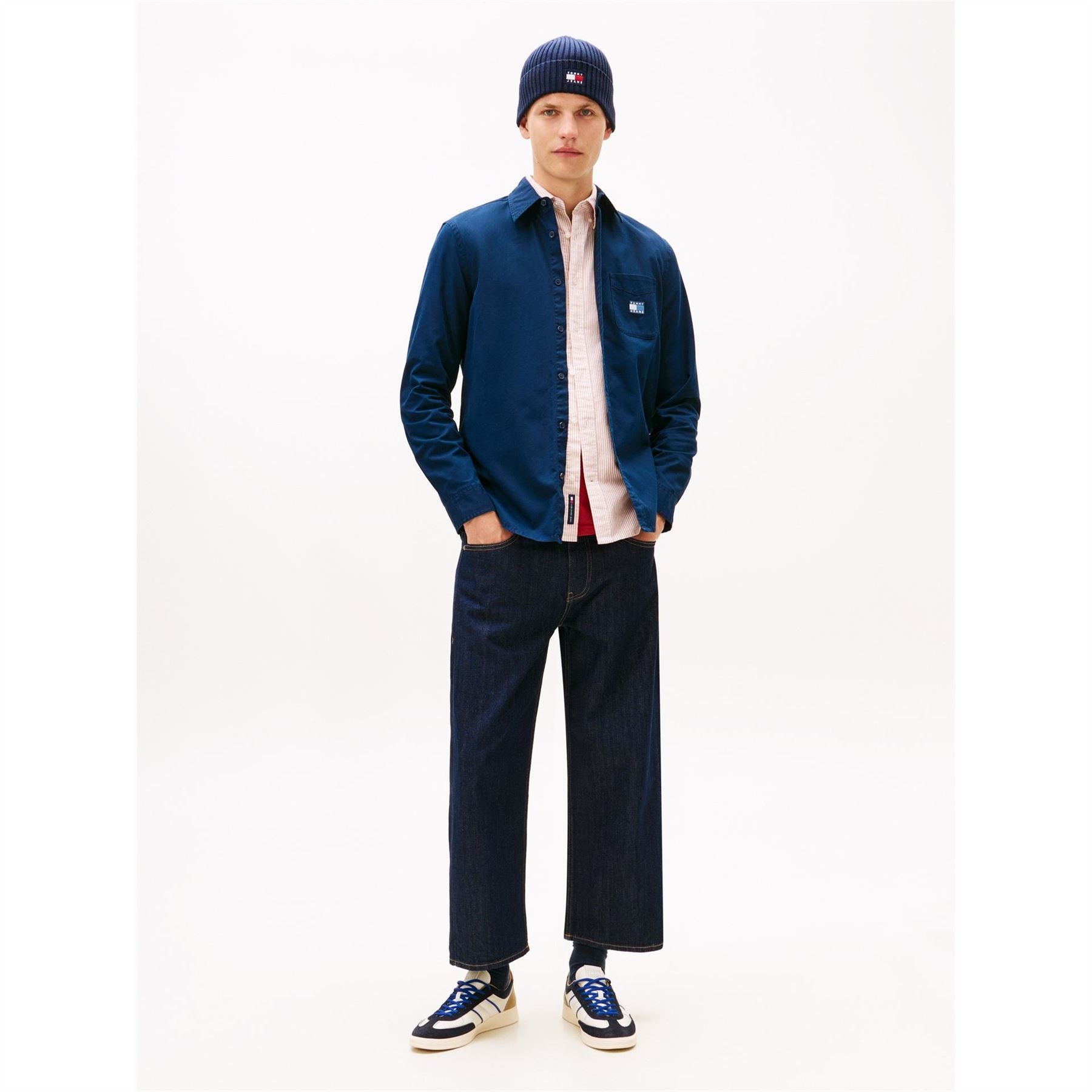Tommy Jeans Washed Solid Patterned Shirt Collar Shirt Jacket