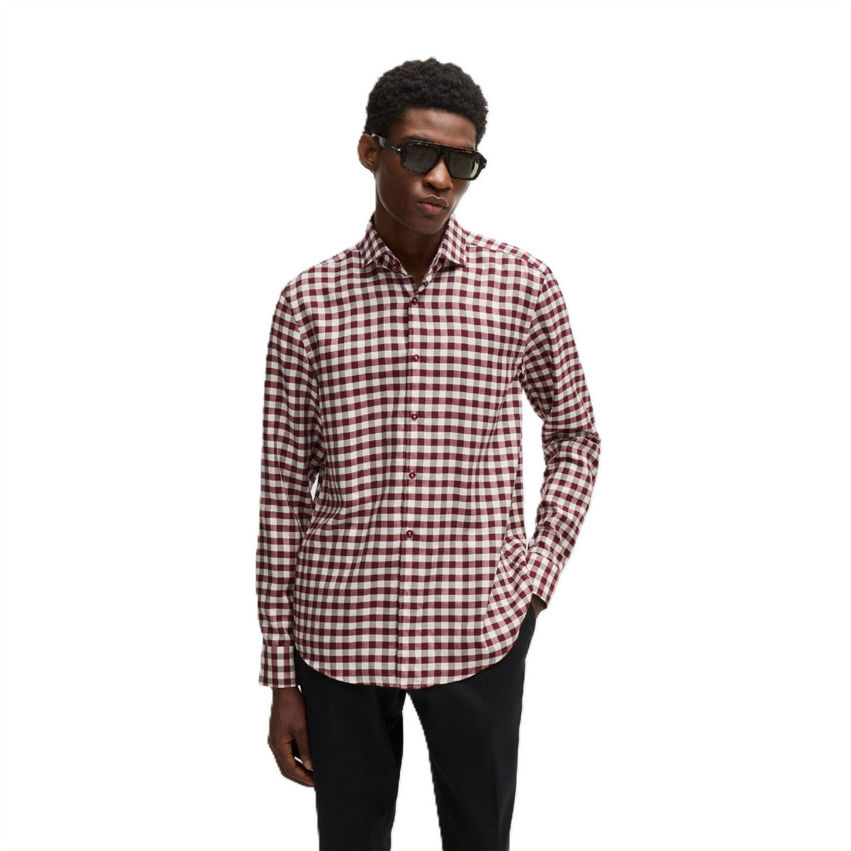 Boss Spread Collar Long Sleeve Regular Fit Oxford Shirt