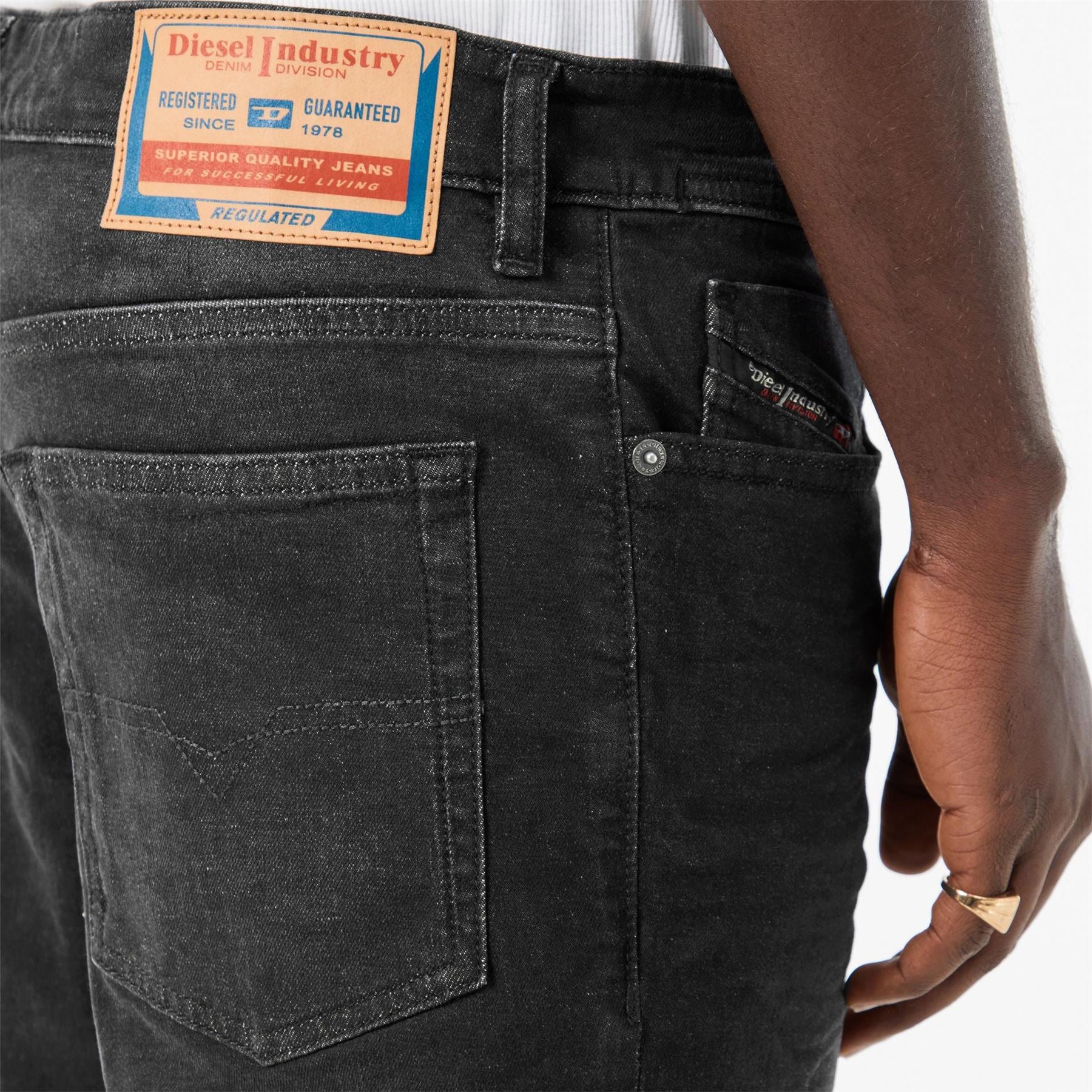 Diesel Five Pocket Tapered Fit Jeans