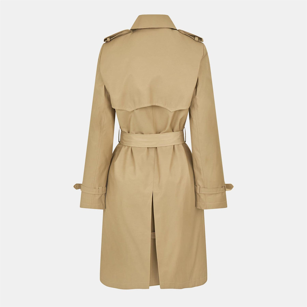Lauren by Ralph Lauren Double Breasted Belted Cotton Knee Length Long Sleeve Trench Coat