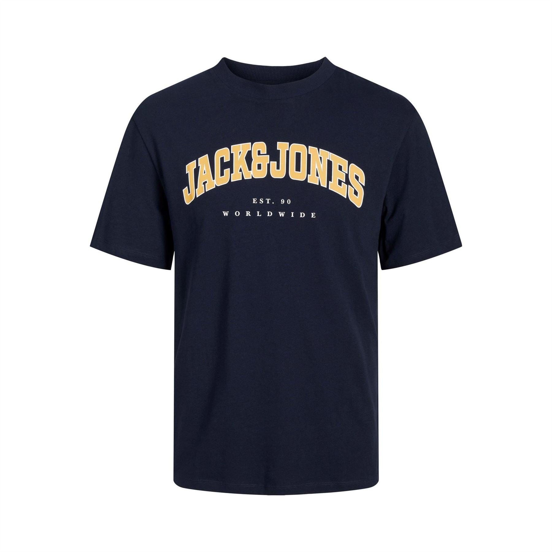Jack and Jones Varsity Arch Lettering Crew Neck Short Sleeve T-Shirt