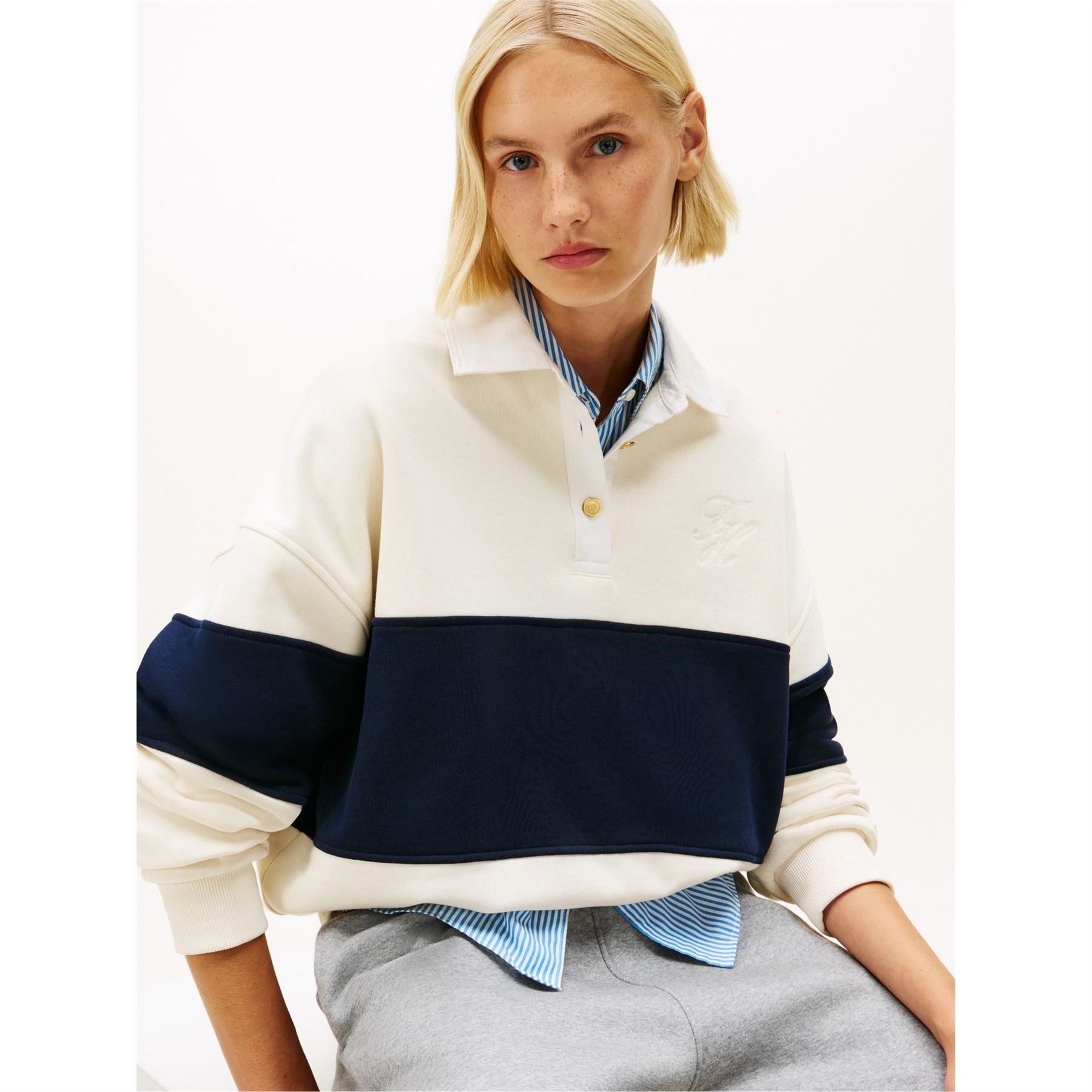 Tommy Hilfiger Rugby Collared Neck Long Sleeve Sweatshirt