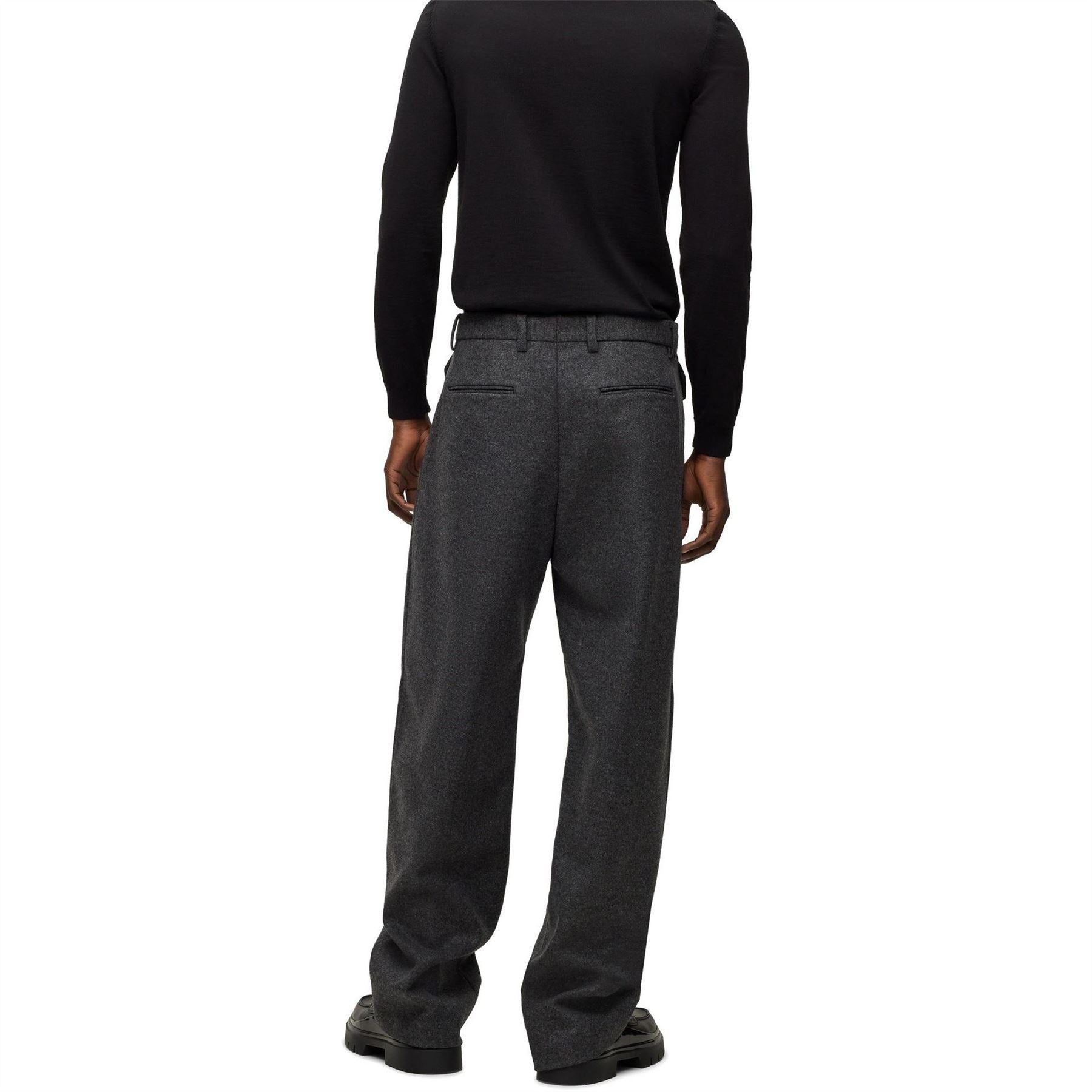 Boss Solid Patterned Wide Leg Trousers