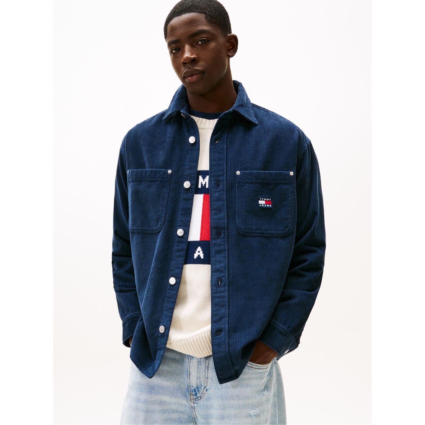 Tommy Jeans Collared Neck Long Sleeve Cord Shirt
