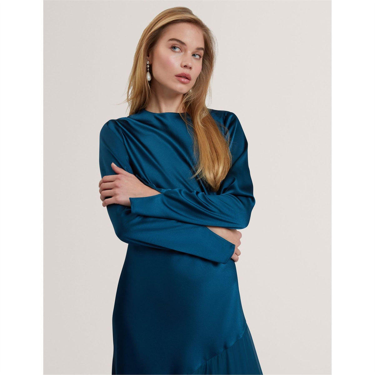 Ted Baker Crew Neck Long Sleeve Maxi Gown