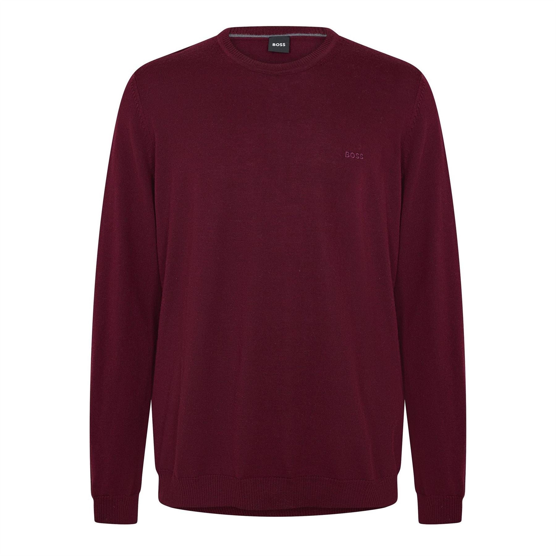 Boss Crew Neck Ribbed Collar Long Sleeve Sweatshirt
