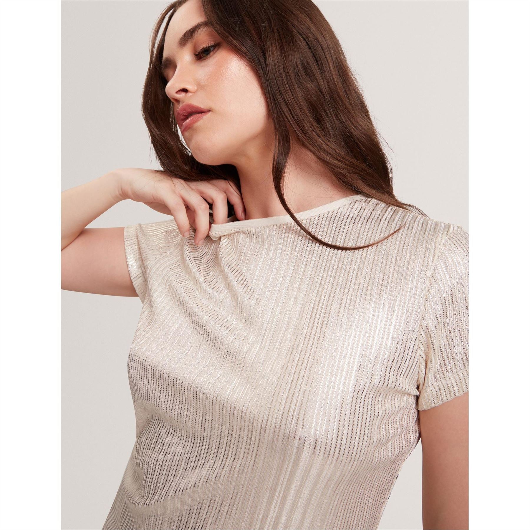 Ted Baker Metallic Crew Neck Short Sleeve Slim Fit T-Shirt