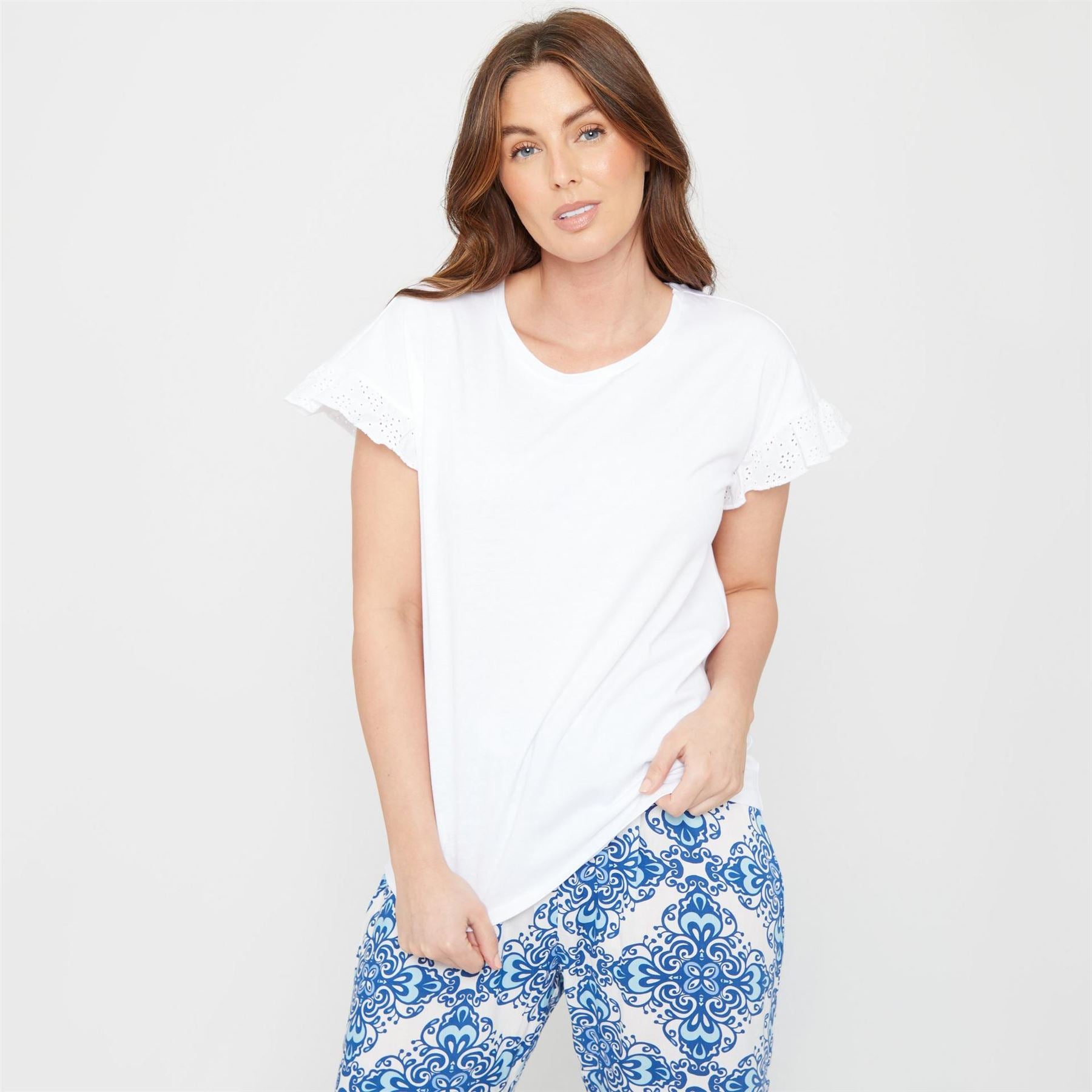 Be You Broiderie Sleeve Crew Neck T-Shirt