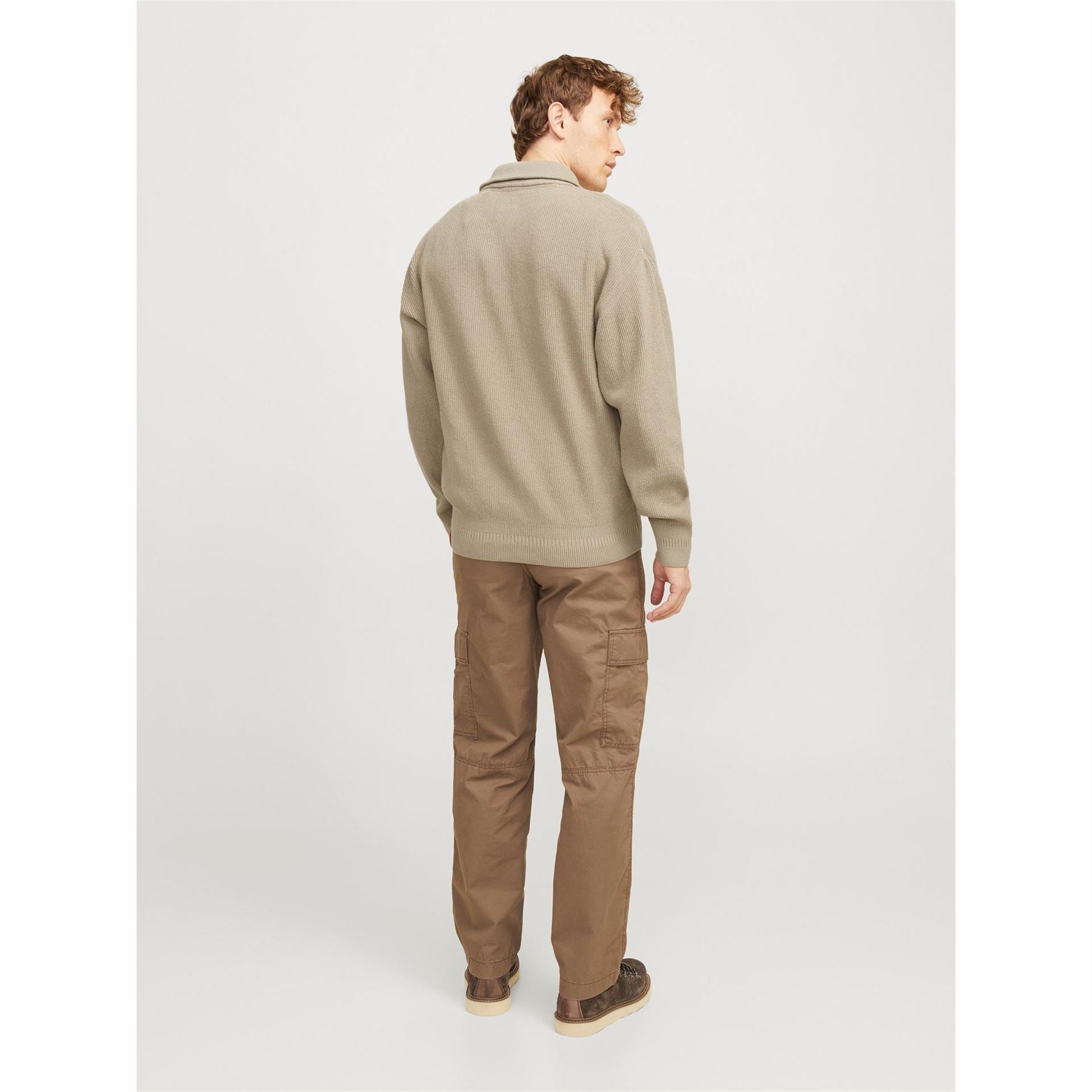 Jack and Jones Zip Neck Relaxed Fit Knit Sweater