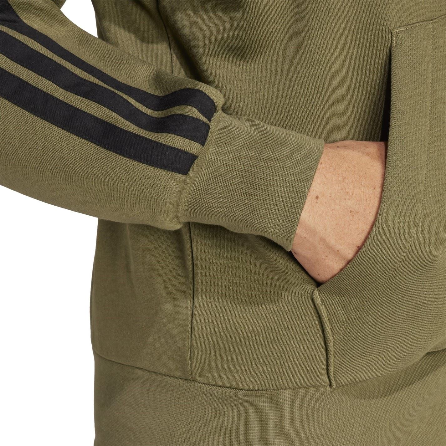 adidas Mens Essentials Fleece 3 Stripes Full Zip Hoodie