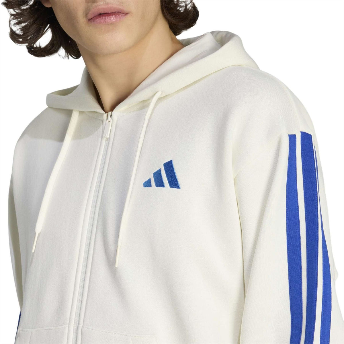 adidas Mens Essentials Fleece 3 Stripes Full Zip Hoodie