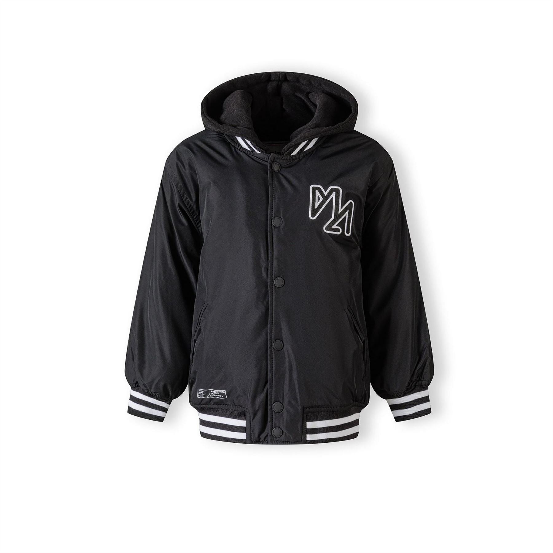 Minoti Boys Baseball Style Jacket Detachable Hood Black