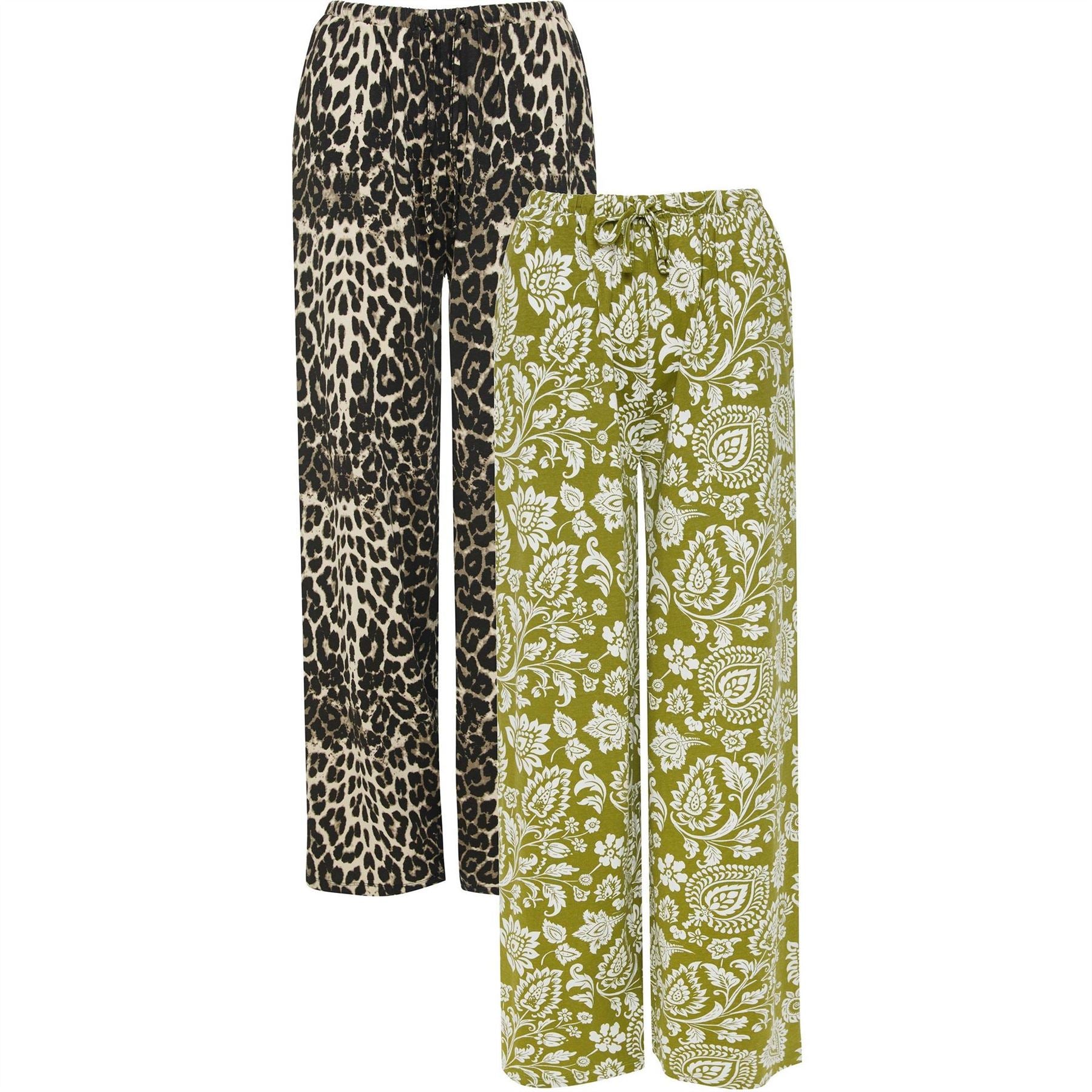 Threadbare Madri Leopard Patterned Wide Leg Trousers