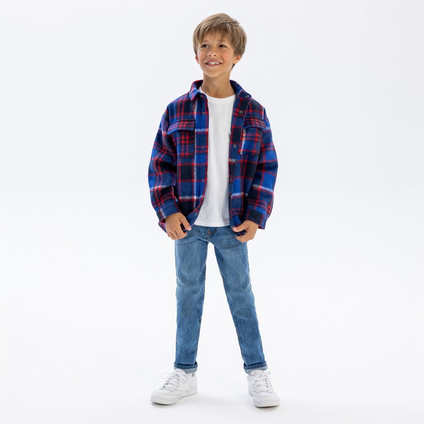 Minoti Boys Padded Shirt Jacket Quilted Blue
