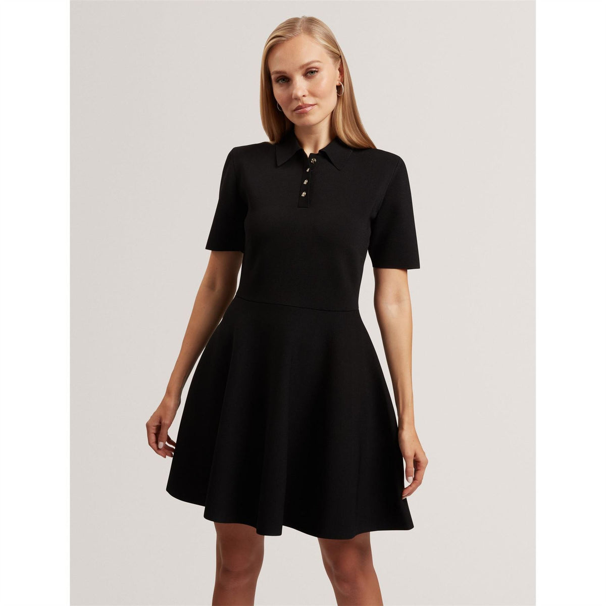 Ted Baker Knit Collared Neck Short Sleeve Mini Dress