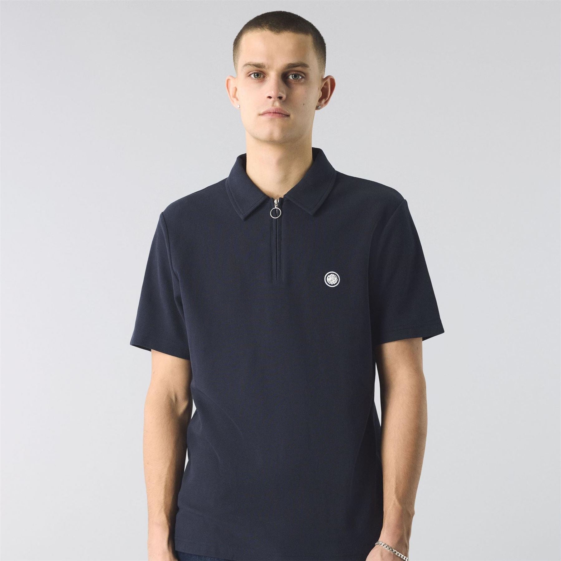 Pretty Green Islington Zipped Short Sleeve Polo Shirt