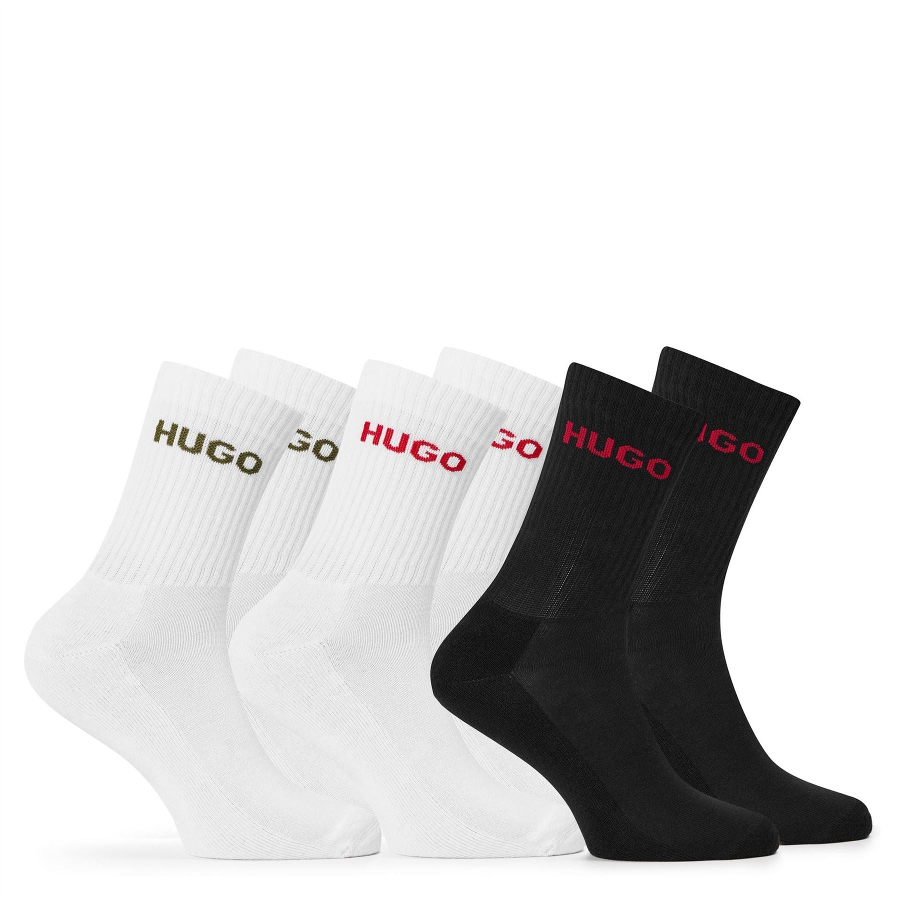 Hugo HUGO Ribbed Logo 6 Pack Crew Socks