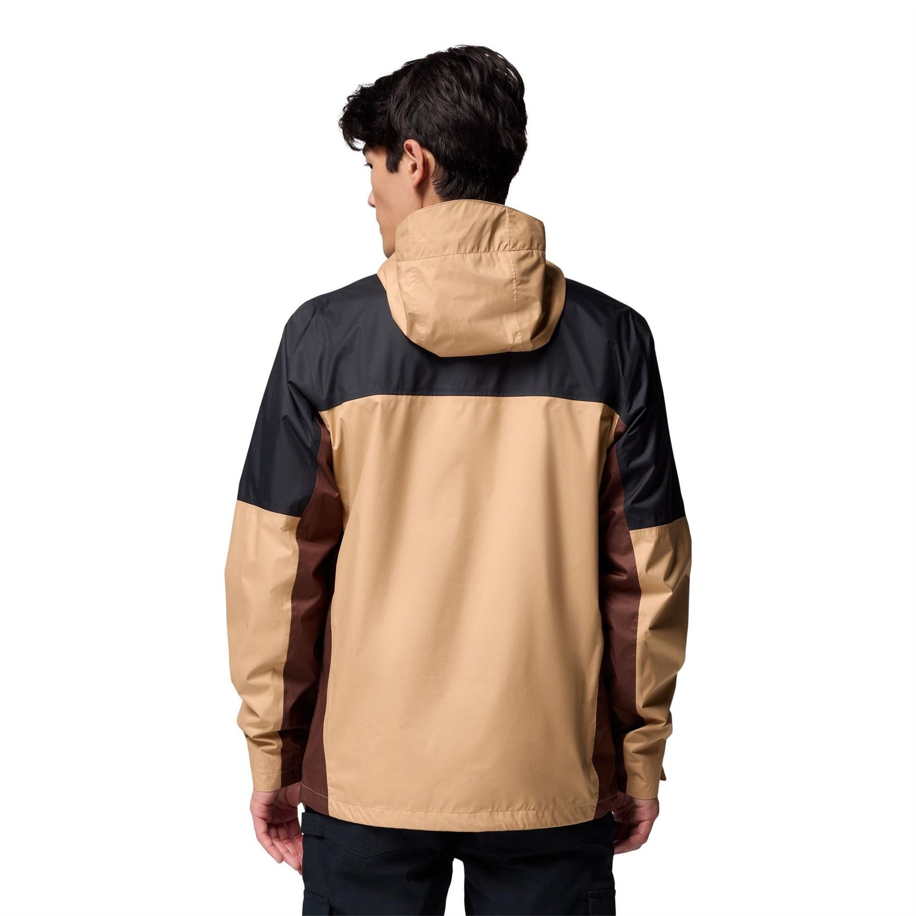 Columbia Inner Color Block Hooded Drawstring Zipped Pocket Rain Jacket