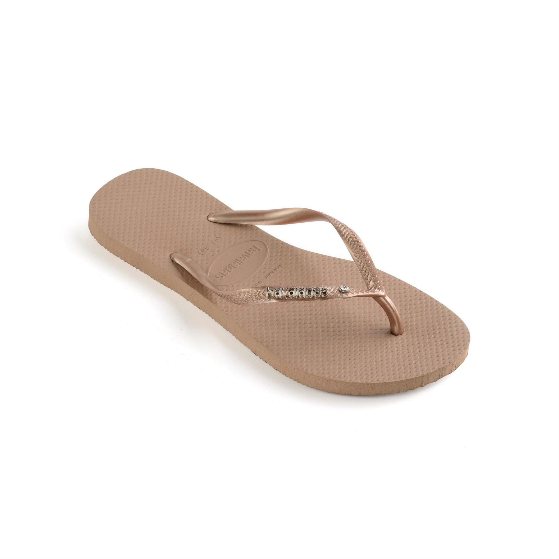 Havaianas Hav. Slim Metal Logo And Crystal Ro Flip Flops Womens