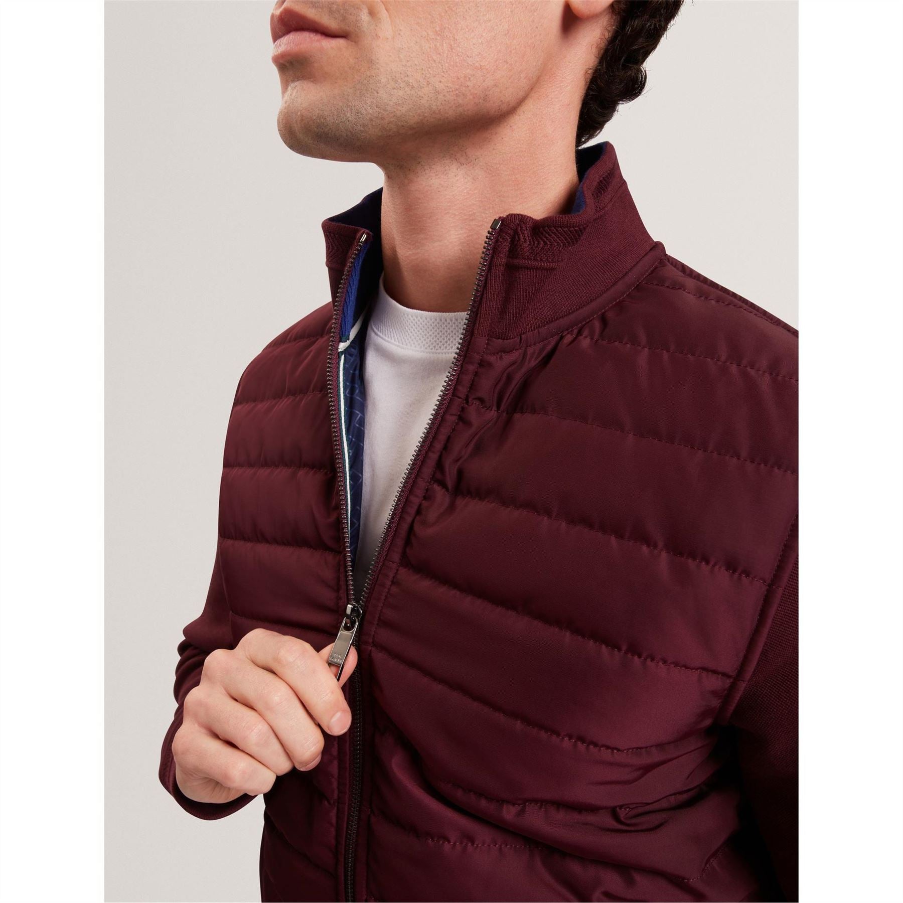 Ted Baker Solid Patterned Hybrid Jacket with Ribbed Cuff