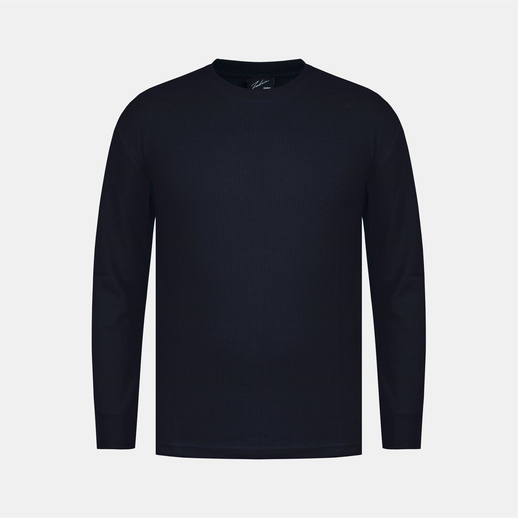 Fabric Crew Neck Long Sleeve Waffle T-Shirt