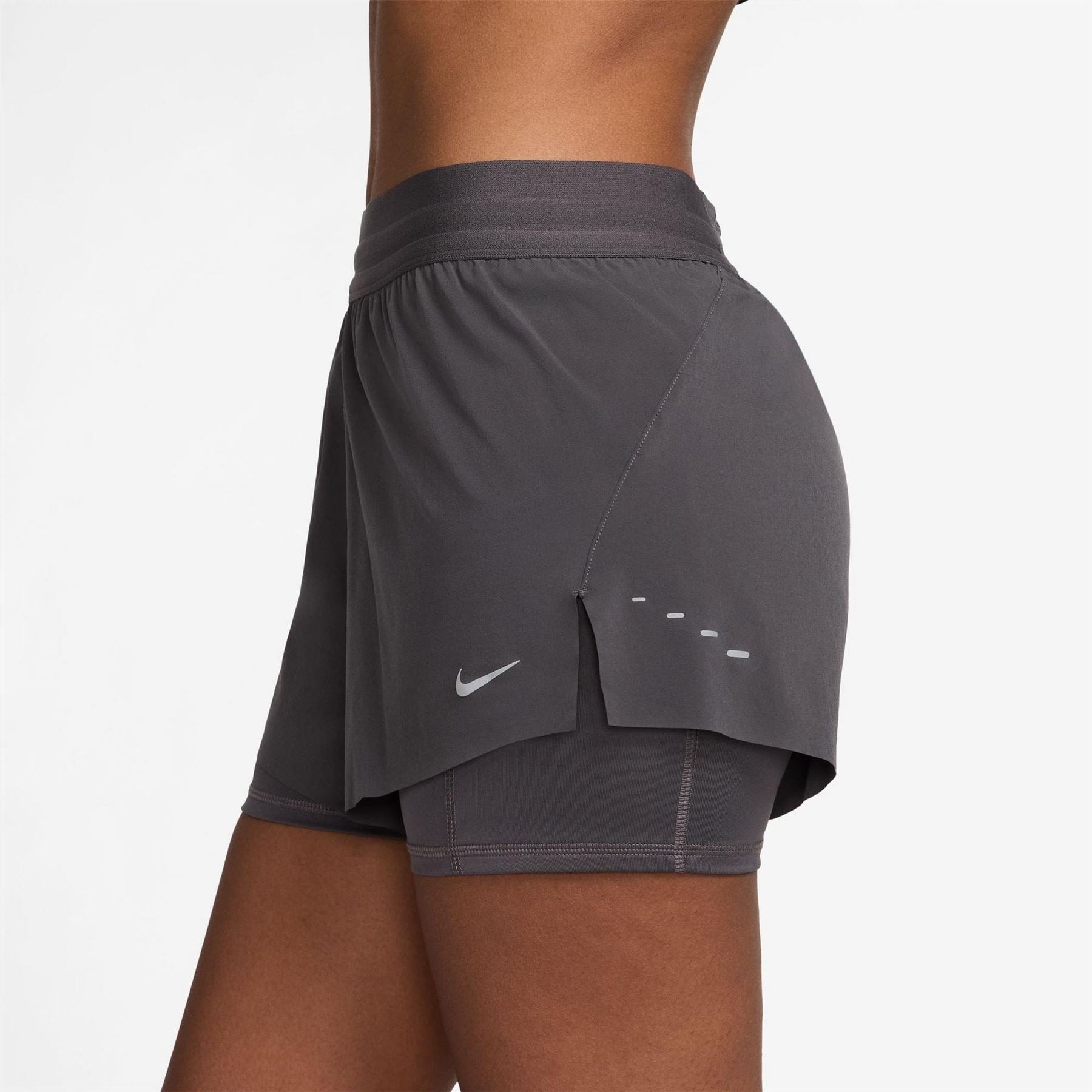 Nike Womens Dri Fit Swift Mid Rise 3 2 In 1 Shorts